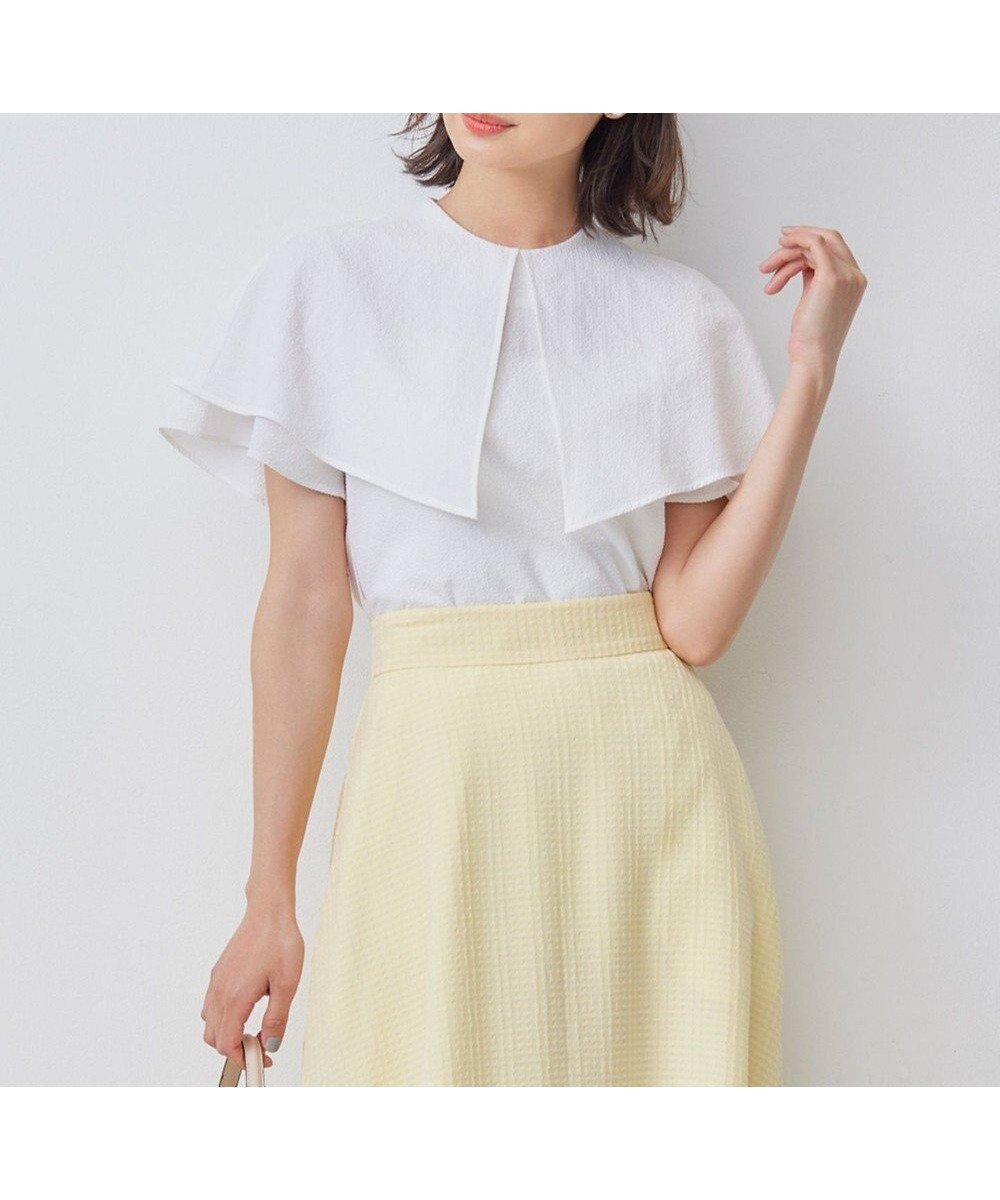 【組曲/KUMIKYOKU】のサッカーストレッチ 襟付きブラウス 人気、トレンドファッション・服の通販 founy(ファニー) 　ファッション　Fashion　レディースファッション　Fashion for Women　トップス・カットソー　Cut & Sew Tops　シャツ・ブラウス・オフィスカジュアル　Elegant Blouses & Button-Ups　春　Spring　ギンガム　Gingham, Gingham Fabric　サッカー　Seersucker, Summer Fabric　ストレッチ　Stretch, Stretchy Fabric　スリット　Slit, Slit Detail　パターン　Pattern, Design Print　フリル　Frill, Ruffle　フロント　Front, Front Design　ボトム　Bottoms, Lower Wear　S/S・春夏　SS, Spring/Summer, Warm Season　夏　Summer　 other-1|ID: prp329100004571869 ipo3291000000033247278