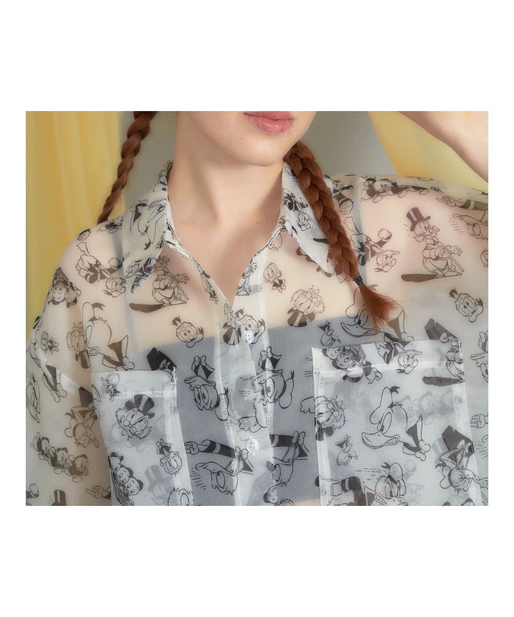 【アメリカンホリック/AMERICAN HOLIC】の総柄シアーショート丈シャツ/Disney インテリア・キッズ・メンズ・レディースファッション・服の通販 founy(ファニー) ファッション Fashion レディースファッション Fashion for Women トップス・カットソー Cut & Sew Tops シャツ・ブラウス・オフィスカジュアル Elegant Blouses & Button-Ups おすすめ Recommended / Our Picks インナー Innerwear クロップド Cropped, Short Length シアー Sheer, See-Through ショート Short, Short Length シンプル Simple, Minimal タンク Tank Top, Sleeveless Top トレンド Trend, Trending Now ワイド Wide, Wide Fit 夏 Summer 春 Spring S/S・春夏 SS, Spring/Summer, Warm Season Ivory|ID: prp329100004572008 ipo3291000000034246415