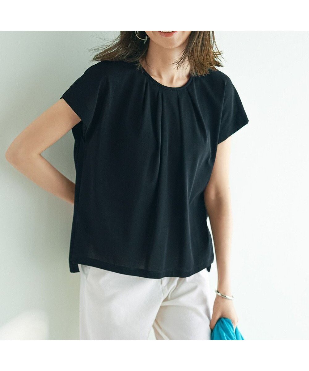 【23区/NIJYUSANKU】の【接触冷感/洗える】ツイストコットンプレーティング タックデザイン カットソー 人気、トレンドファッション・服の通販 founy(ファニー) 　ファッション　Fashion　レディースファッション　Fashion for Women　トップス・カットソー　Cut & Sew Tops　シャツ・ブラウス・オフィスカジュアル　Elegant Blouses & Button-Ups　ロングTシャツ・Tシャツ　Longline T-Shirts & Tees　カットソー・ベーシックTシャツ　Cut-and-Sewn Tops / Stretch Tees & Basics　イレギュラー　Irregular Design　春　Spring　洗える　Machine Washable　カットソー　Cut and Sewn Top　ガウチョパンツ　Gaucho Pants, Culottes　シンプル　Simple, Minimal　セットアップ　Set-Up, Coordinated Outfit　ロング　Long, Long-Length　S/S・春夏　SS, Spring/Summer, Warm Season　おすすめ　Recommended / Our Picks　夏　Summer　2025年　2025　2025春夏・S/S　Spring/Summer 2025 SS25　 other-1|ID: prp329100004572177 ipo3291000000035391823