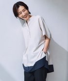 【アイシービー/iCB】の【接触冷感・UVカット・洗える】 RENUソフトタイプライター ブラウス トープ×ネイビー系|ID: prp329100004572255 ipo3291000000032447540