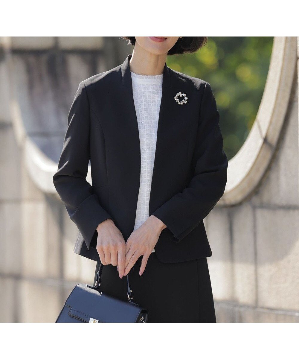 【ジェイ プレス/J.PRESS】の【セットアップ対応】セラテリーダブルクロス ノーカラー ジャケット インテリア・キッズ・メンズ・レディースファッション・服の通販 founy(ファニー) ファッション Fashion レディースファッション Fashion for Women アウター Coat / Outerwear Collection レディースジャケット・軽アウター Jackets ノーカラージャケット / シンプル上品コーデ Collarless Jackets 洗える Machine Washable 抗菌 Antibacterial, Bacteria-Resistant ジャケット Jacket, Outerwear ストレッチ Stretch, Stretchy Fabric セットアップ Set-Up, Coordinated Outfit フレア Flare, Flared A/W・秋冬 Autumn/Winter S/S・春夏 SS, Spring/Summer, Warm Season 夏 Summer ブラック系|ID: prp329100004573120 ipo3291000000035663613