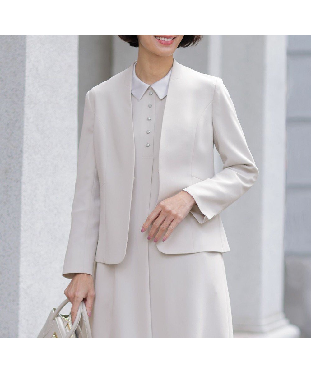 【ジェイ プレス/J.PRESS】の【セットアップ対応】セラテリーダブルクロス ノーカラー ジャケット インテリア・キッズ・メンズ・レディースファッション・服の通販 founy(ファニー) ファッション Fashion レディースファッション Fashion for Women アウター Coat / Outerwear Collection レディースジャケット・軽アウター Jackets ノーカラージャケット / シンプル上品コーデ Collarless Jackets 洗える Machine Washable 抗菌 Antibacterial, Bacteria-Resistant ジャケット Jacket, Outerwear ストレッチ Stretch, Stretchy Fabric セットアップ Set-Up, Coordinated Outfit フレア Flare, Flared A/W・秋冬 Autumn/Winter S/S・春夏 SS, Spring/Summer, Warm Season 夏 Summer グレージュ系|ID: prp329100004573120 ipo3291000000035663616