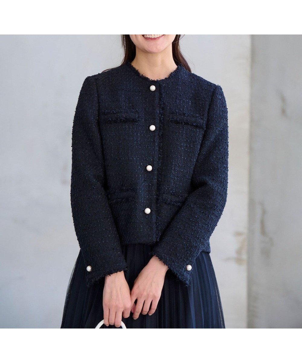 【組曲/KUMIKYOKU】の【KUMIKYOKU NAVY】ファンシーツイード 2WAYジャケット インテリア・キッズ・メンズ・レディースファッション・服の通販 founy(ファニー) 　ファッション　Fashion　レディースファッション　Fashion for Women　アウター　Coat / Outerwear Collection　レディースジャケット・軽アウター　Jackets　エレガント 上品　Elegant　オケージョン　Occasion Wear　クラシカル　Classical, Vintage-Inspired　コレクション　Collection, Seasonal Line　ジャケット　Jacket, Outerwear　ダウン　Down, Puffer　ツイード　Twill, Twill Weave　デニム　Denim, Jeans Material　バランス　Balance, Style Balance　パール　Pearl, Pearl Accent　フォルム　Silhouette, Form　フォーマル　Formal, Dressy　モダン　Modern, Contemporary　A/W・秋冬　Autumn/Winter　2022年　2022　S/S・春夏　SS, Spring/Summer, Warm Season　2022-2023秋冬・A/W　Autumn/Winter 2022–23 AW22–23　夏　Summer　セレモニー　Ceremony　入学式　Entrance Ceremony　卒業式　Graduation Ceremony　結婚式　Wedding　ネイビー系|ID: prp329100004573130 ipo3291000000033617753