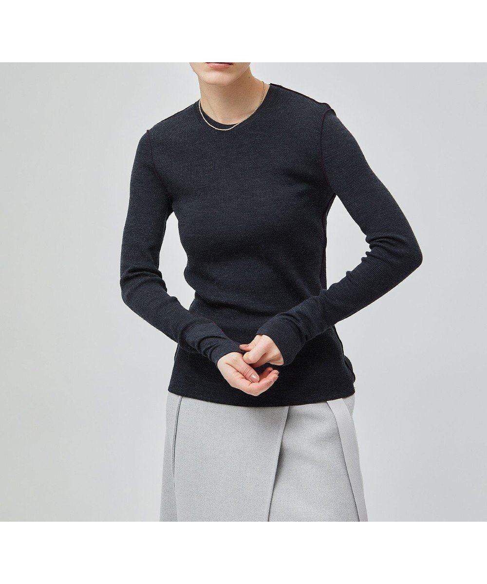 【ベイジ,/BEIGE,】の【洗える】FORD / クルーネックトップス インテリア・キッズ・メンズ・レディースファッション・服の通販 founy(ファニー) ファッション Fashion レディースファッション Fashion for Women トップス・カットソー Cut & Sew Tops シャツ・ブラウス・オフィスカジュアル Elegant Blouses & Button-Ups ロングTシャツ・Tシャツ Longline T-Shirts & Tees カットソー・ベーシックTシャツ Cut-and-Sewn Tops / Stretch Tees & Basics インナー Innerwear カットソー Cut and Sewn Top カーディガン Cardigan, Knitwear ジャケット Jacket, Outerwear フィット Fit, Slim Fit 人気 Popular, Best Seller 定番 Standard, Basic Item 洗える Machine Washable A/W・秋冬 Autumn/Winter C Gray×Bordeaux|ID: prp329100004573136 ipo3291000000034245641