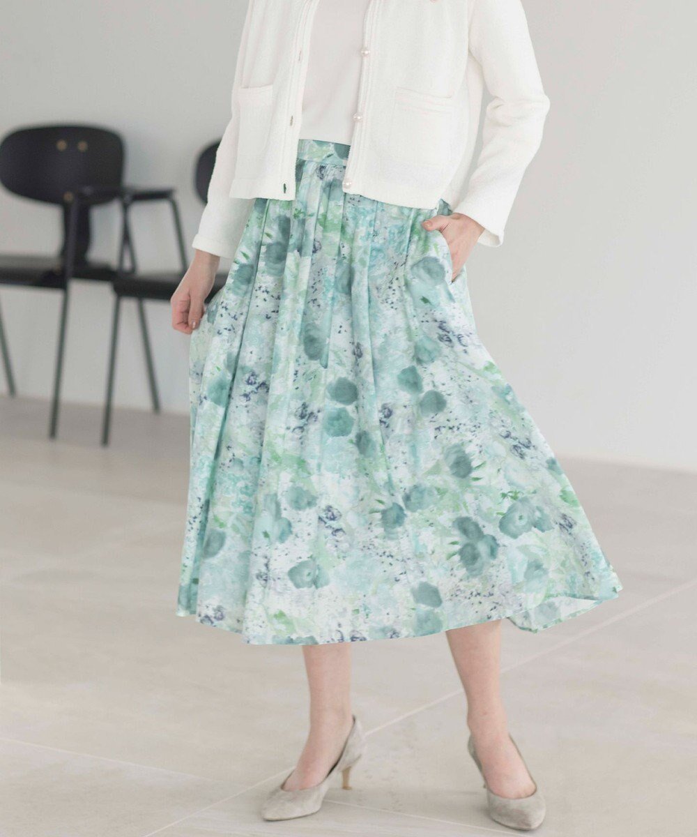 【組曲/KUMIKYOKU】のピオニーシフォンプリント フレアスカート インテリア・キッズ・メンズ・レディースファッション・服の通販 founy(ファニー) ファッション Fashion レディースファッション Fashion for Women スカート Skirts Aライン・フレアスカート A-Line & Flared Skirts おすすめ Recommended / Our Picks ギャザー Gathered, Ruffled シアー Sheer, See-Through セットアップ Set-Up, Coordinated Outfit ドレス Dress, One-Piece バランス Balance, Style Balance フレア Flare, Flared プリント Print, Printed Pattern 夏 Summer 春 Spring S/S・春夏 SS, Spring/Summer, Warm Season グリーン系5|ID: prp329100004573185 ipo3291000000034274884