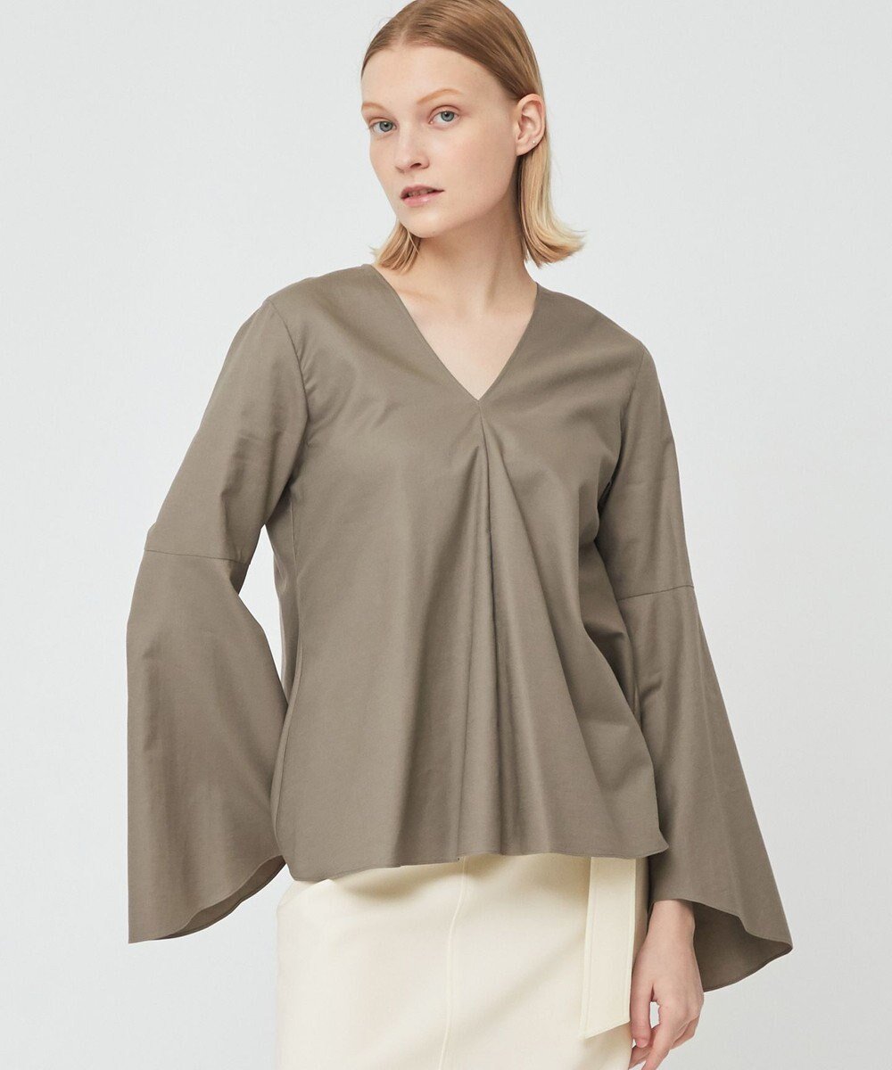 【ベイジ,/BEIGE,】のPERSIMMON / フレアーブラウス インテリア・キッズ・メンズ・レディースファッション・服の通販 founy(ファニー) 　ファッション　Fashion　レディースファッション　Fashion for Women　トップス・カットソー　Cut & Sew Tops　シャツ・ブラウス・オフィスカジュアル　Elegant Blouses & Button-Ups　春　Spring　コンパクト　Compact, Small Size　シンプル　Simple, Minimal　タイプライター　Typewriter Fabric, Crisp Cotton　バランス　Balance, Style Balance　フィット　Fit, Slim Fit　フレア　Flare, Flared　フロント　Front, Front Design　ボトム　Bottoms, Lower Wear　S/S・春夏　SS, Spring/Summer, Warm Season　夏　Summer　2023春夏・S/S　Spring/Summer 2023 SS23　2023年　2023　Slate|ID: prp329100004573278 ipo3291000000033488660