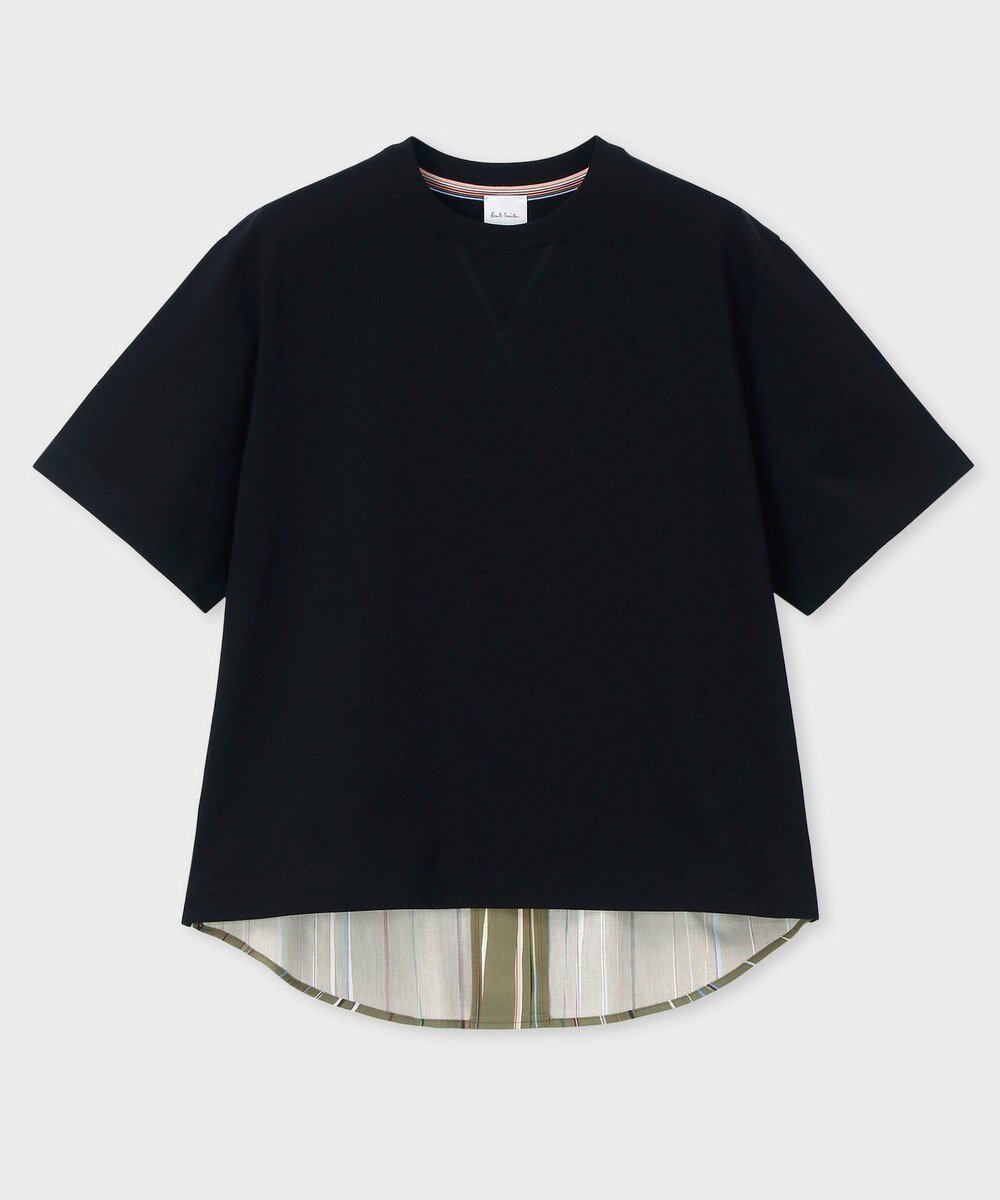 【ポール スミス/Paul Smith】のSignature Pinstripe コンビTシャツ インテリア・キッズ・メンズ・レディースファッション・服の通販 founy(ファニー) 　ファッション　Fashion　レディースファッション　Fashion for Women　トップス・カットソー　Cut & Sew Tops　シャツ・ブラウス・オフィスカジュアル　Elegant Blouses & Button-Ups　ロングTシャツ・Tシャツ　Longline T-Shirts & Tees　カットソー・ベーシックTシャツ　Cut-and-Sewn Tops / Stretch Tees & Basics　おすすめ　Recommended / Our Picks　カットソー　Cut and Sewn Top　コンビ　Combo, Combination Style　ワーク　Workwear, Utility Style　エレガント 上品　Elegant　半袖　Short Sleeve, Half Sleeve　夏　Summer　S/S・春夏　SS, Spring/Summer, Warm Season　A/W・秋冬　Autumn/Winter　ブラック|ID: prp329100004573313 ipo3291000000032366800