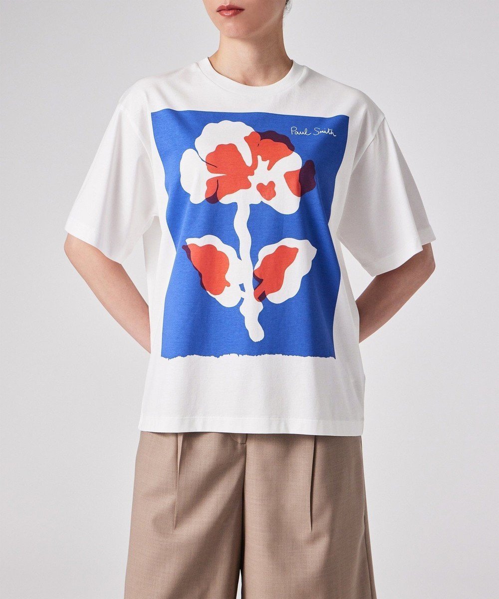 【ポール スミス/Paul Smith】のBig Flower 半袖Tシャツ インテリア・キッズ・メンズ・レディースファッション・服の通販 founy(ファニー) 　ファッション　Fashion　レディースファッション　Fashion for Women　トップス・カットソー　Cut & Sew Tops　シャツ・ブラウス・オフィスカジュアル　Elegant Blouses & Button-Ups　ロングTシャツ・Tシャツ　Longline T-Shirts & Tees　カットソー・ベーシックTシャツ　Cut-and-Sewn Tops / Stretch Tees & Basics　カットソー　Cut and Sewn Top　グラフィック　Graphic, Graphic Design　スラックス　Slacks, Dress Pants　デニム　Denim, Jeans Material　プリント　Print, Printed Pattern　リラックス　Relax, Relaxed Fit　半袖　Short Sleeve, Half Sleeve　夏　Summer　S/S・春夏　SS, Spring/Summer, Warm Season　A/W・秋冬　Autumn/Winter　ホワイト|ID: prp329100004573316 ipo3291000000033524964