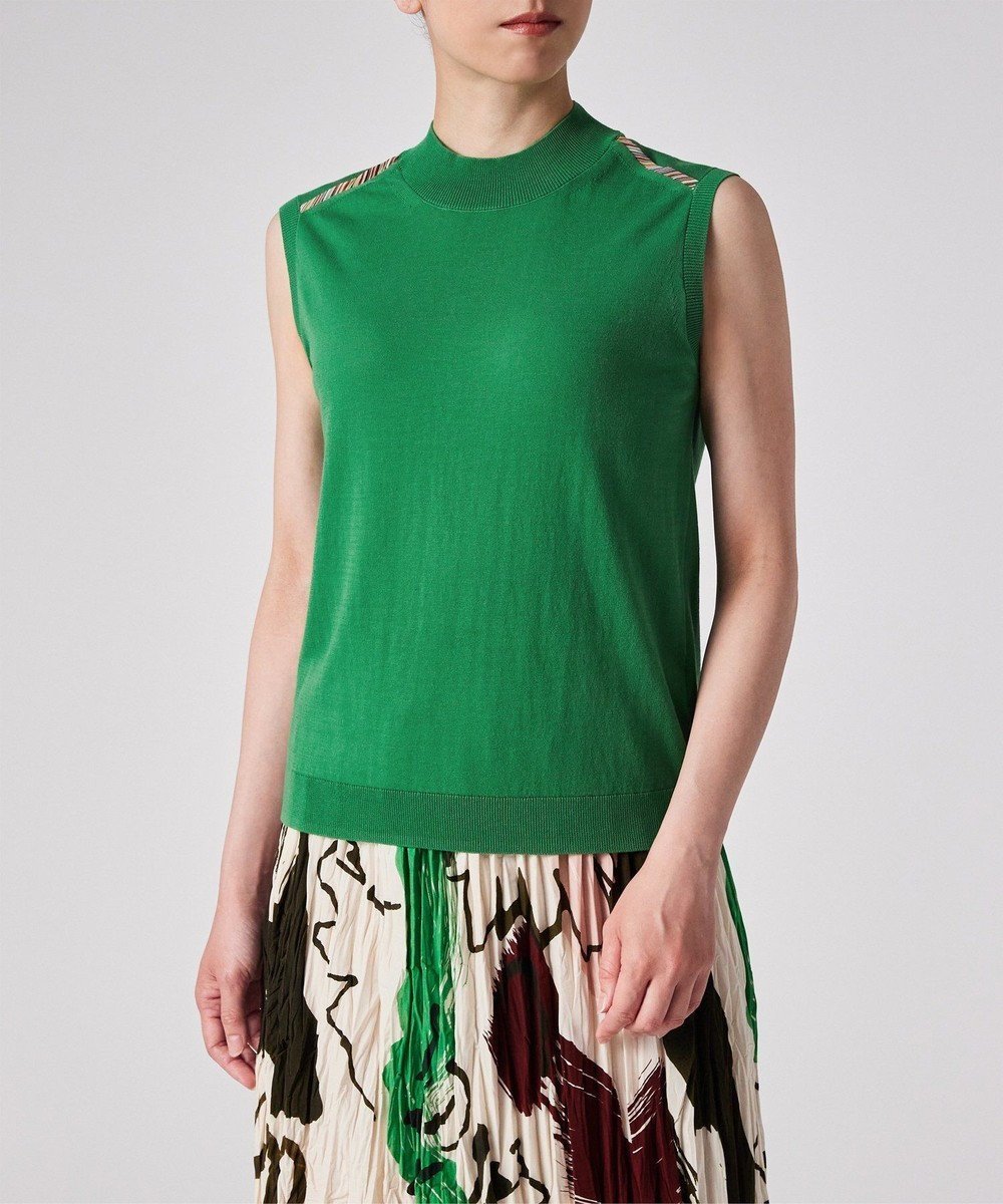 【ポール スミス/Paul Smith】の【洗える】パイピングストライプ ノースリーブ ニット インテリア・キッズ・メンズ・レディースファッション・服の通販 founy(ファニー) 　ファッション　Fashion　レディースファッション　Fashion for Women　トップス・カットソー　Cut & Sew Tops　ニット　Knit Tops & Sweaters　キャミソール&ノースリーブ　Camisoles & Sleeveless Tops　おすすめ　Recommended / Our Picks　アンサンブル　Ensemble Set　カーディガン　Cardigan, Knitwear　セーター　Sweater, Knitwear　ノースリーブ　Sleeveless, No-Sleeve　ハイネック　High Neck, Mock Neck　パイピング　Piping, Trim Design　エレガント 上品　Elegant　夏　Summer　S/S・春夏　SS, Spring/Summer, Warm Season　洗える　Machine Washable　A/W・秋冬　Autumn/Winter　グリーン|ID: prp329100004573319 ipo3291000000033617180