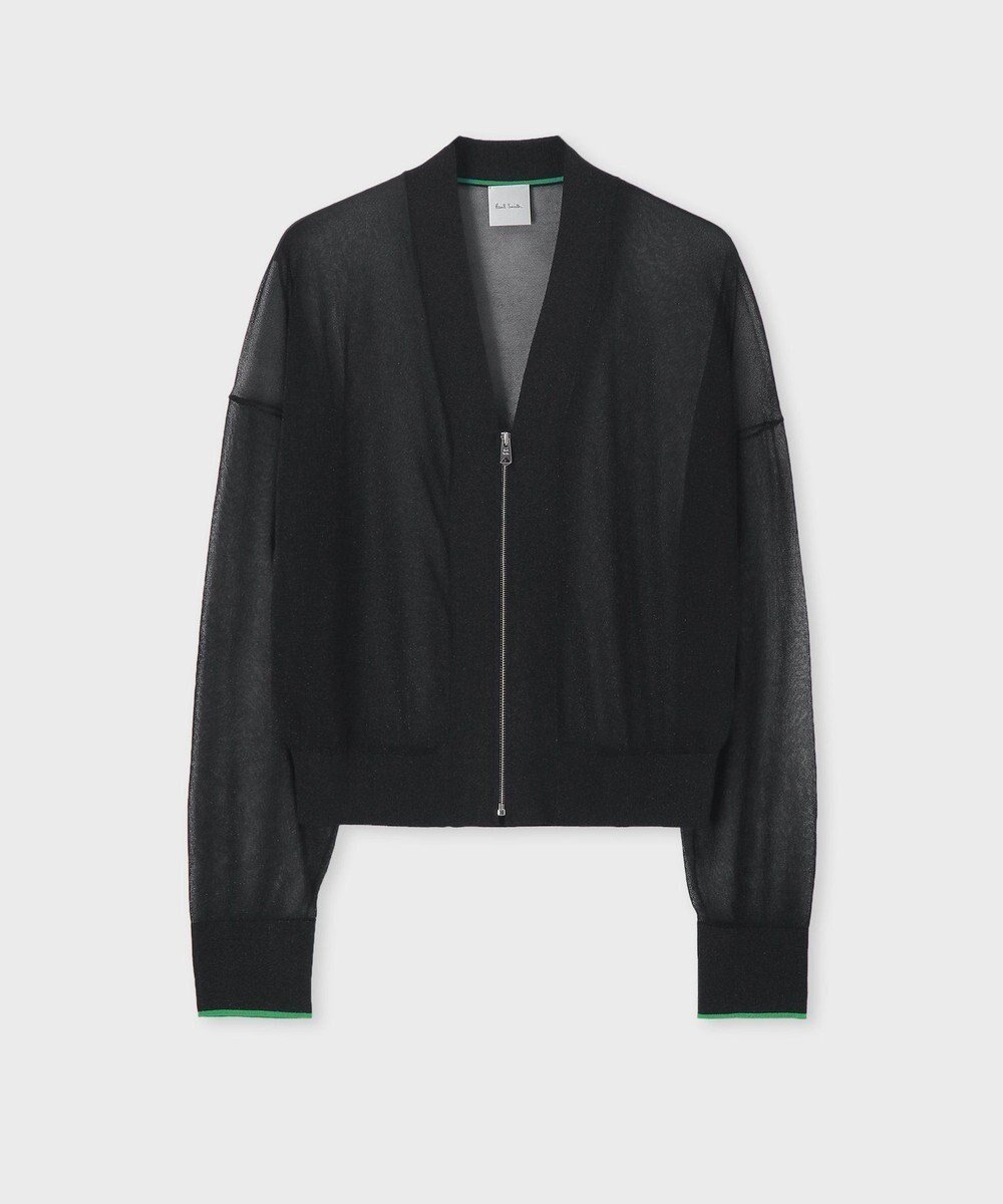 【ポール スミス/Paul Smith】の【洗える】シアーラメ ジップアップ カーディガン インテリア・キッズ・メンズ・レディースファッション・服の通販 founy(ファニー) 　ファッション　Fashion　レディースファッション　Fashion for Women　トップス・カットソー　Cut & Sew Tops　カーディガン・羽織り　Layered Style Cardigans　カーディガン　Cardigan, Knitwear　キャミソール　Camisole, Spaghetti Strap Top　シアー　Sheer, See-Through　ジップアップ　Zip-Up, Full Zip　トレンド　Trend, Trending Now　フェミニン　Feminine, Girly　エレガント 上品　Elegant　夏　Summer　S/S・春夏　SS, Spring/Summer, Warm Season　洗える　Machine Washable　A/W・秋冬　Autumn/Winter　ブラック|ID: prp329100004573325 ipo3291000000032366870
