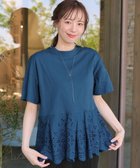 【ティアクラッセ/Tiaclasse】の【洗える】刺繍レースドッキングカットソートップス ブルー|ID: prp329100004573331 ipo3291000000032366890