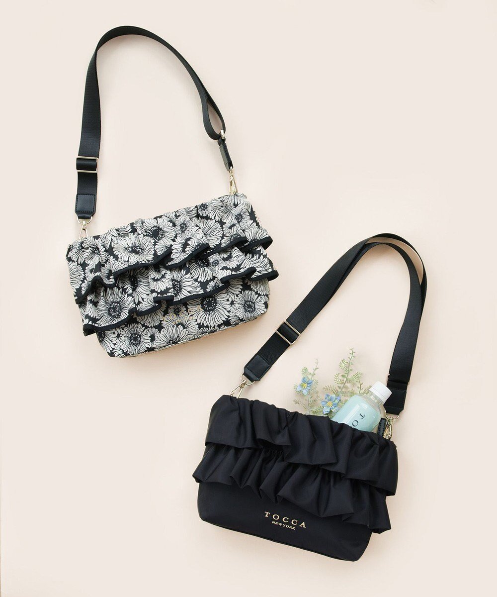 【トッカ/TOCCA】のFRILL POCHETTE ポシェット インテリア・キッズ・メンズ・レディースファッション・服の通販 founy(ファニー) 　ファッション　Fashion　レディースファッション　Fashion for Women　ショルダー　Shoulder, Shoulder Strap　シンプル　Simple, Minimal　ジップ　Zip, Zipper　財布　Wallet, Purse　テクスチャー　Texture, Textured Fabric　フェミニン　Feminine, Girly　フリル　Frill, Ruffle　ポケット　Pocket, Pocket Detail　ポシェット　Pochette, Mini Bag　ポーチ　Pouch, Small Case　マグネット　Magnet, Magnetic Closure　リュクス　Luxury, Elegant, High-End, Chic　A/W・秋冬　Autumn/Winter　冬　Winter / This Winter　旅行　Travel　ブラック系|ID: prp329100004573355 ipo3291000000032605242
