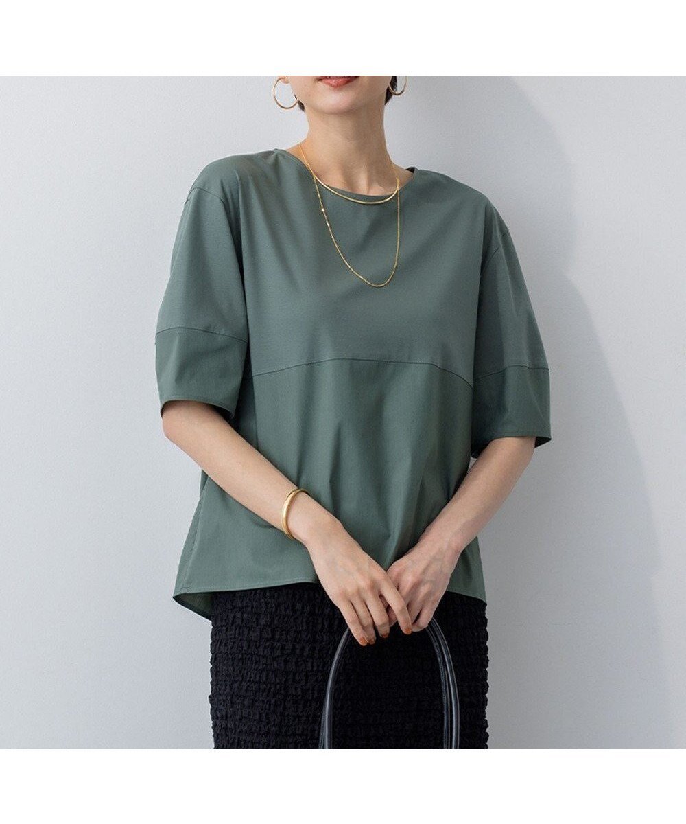 【23区/NIJYUSANKU】の【洗える】シルエットスムースコンビ バックフレア カットソー 人気、トレンドファッション・服の通販 founy(ファニー) 　ファッション　Fashion　レディースファッション　Fashion for Women　トップス・カットソー　Cut & Sew Tops　シャツ・ブラウス・オフィスカジュアル　Elegant Blouses & Button-Ups　ロングTシャツ・Tシャツ　Longline T-Shirts & Tees　カットソー・ベーシックTシャツ　Cut-and-Sewn Tops / Stretch Tees & Basics　春　Spring　洗える　Machine Washable　カットソー　Cut and Sewn Top　シンプル　Simple, Minimal　フレア　Flare, Flared　S/S・春夏　SS, Spring/Summer, Warm Season　夏　Summer　エレガント 上品　Elegant　2025年　2025　2025春夏・S/S　Spring/Summer 2025 SS25　 other-1|ID: prp329100004573356 ipo3291000000034497548