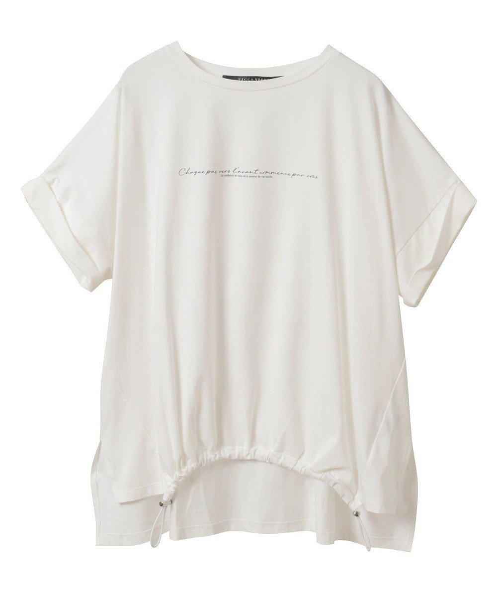 【イェッカ ヴェッカ/YECCA VECCA】の裾ドロストデザインロゴTee インテリア・キッズ・メンズ・レディースファッション・服の通販 founy(ファニー) 　ファッション　Fashion　レディースファッション　Fashion for Women　トップス・カットソー　Cut & Sew Tops　シャツ・ブラウス・オフィスカジュアル　Elegant Blouses & Button-Ups　ロングTシャツ・Tシャツ　Longline T-Shirts & Tees　カットソー・ベーシックTシャツ　Cut-and-Sewn Tops / Stretch Tees & Basics　カットソー　Cut and Sewn Top　スタイリッシュ　Stylish, Fashionable　フォルム　Silhouette, Form　ポケット　Pocket, Pocket Detail　再入荷　Restock / Back in Stock　夏　Summer　春　Spring　S/S・春夏　SS, Spring/Summer, Warm Season　Off White|ID: prp329100004573373 ipo3291000000032733877