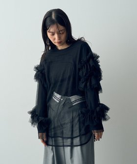 【イェッカ ヴェッカ/YECCA VECCA】の【TEVALT】袖フリルチュールブラウス 人気、トレンドファッション・服の通販 founy(ファニー) ファッション Fashion レディースファッション Ladies' Fashion Online トップス・カットソー Tops/Tshirt シャツ/ブラウス Shirts/Blouses チュール Tulle フリル Frills ポケット Pocket ラウンド Round ランダム Random ロマンティック Romantic ワイド Wide 夏 Summer S/S・春夏 Ss・Spring/Summer A/W・秋冬 Aw・Autumn/Winter・Fw・Fall-Winter |ID:prp329100004573436
