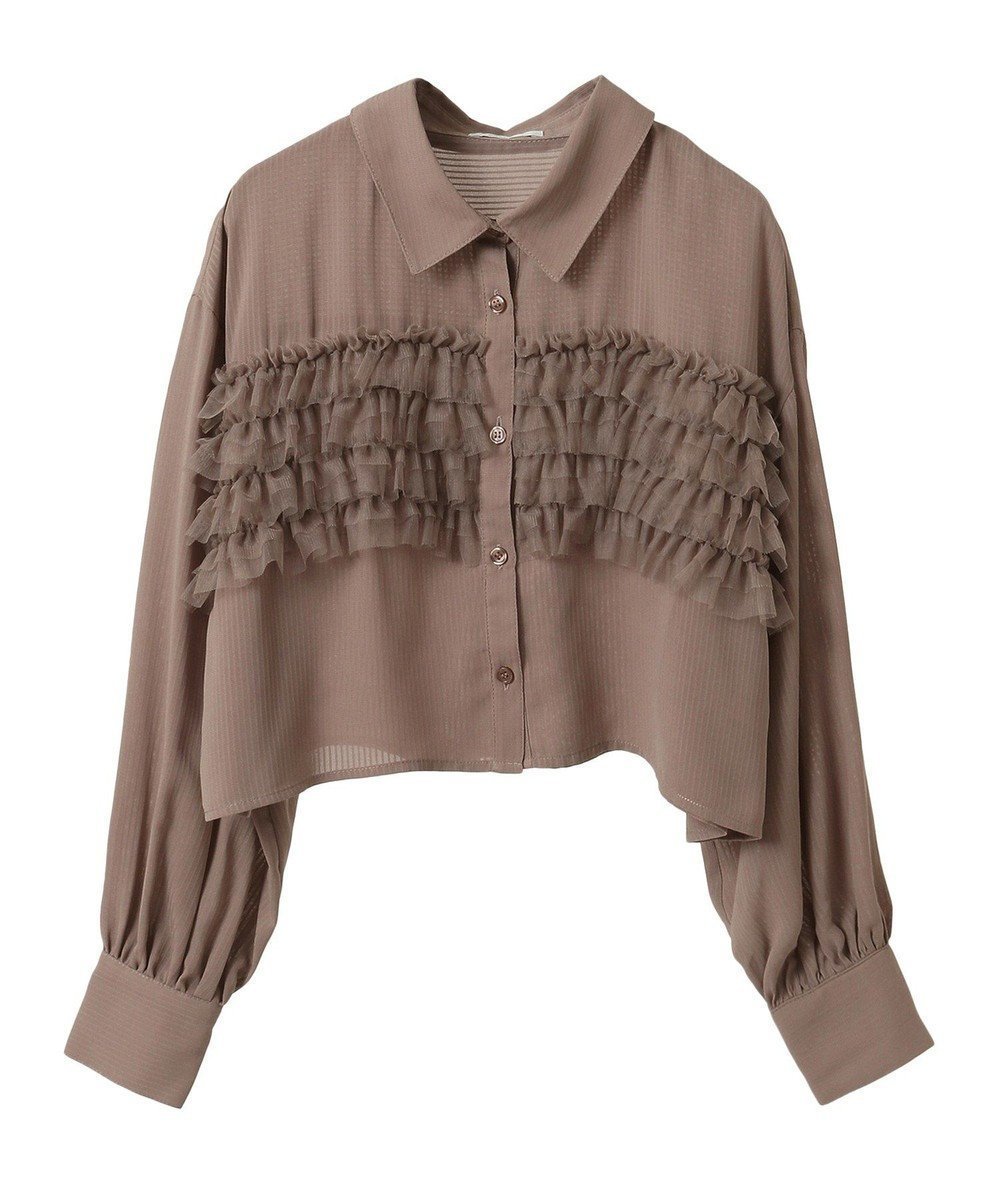 【アースミュージックアンドエコロジー/earth music&ecology】のフロントチュールフリルクロップドシャツ インテリア・キッズ・メンズ・レディースファッション・服の通販 founy(ファニー) ファッション Fashion レディースファッション Fashion for Women トップス・カットソー Cut & Sew Tops シャツ・ブラウス・オフィスカジュアル Elegant Blouses & Button-Ups おすすめ Recommended / Our Picks シアー Sheer, See-Through ストライプ Stripe, Striped Pattern フロント Front, Front Design ボトム Bottoms, Lower Wear ポケット Pocket, Pocket Detail ロング Long, Long-Length ワイド Wide, Wide Fit 夏 Summer 春 Spring S/S・春夏 SS, Spring/Summer, Warm Season Brown|ID: prp329100004573438 ipo3291000000033657751