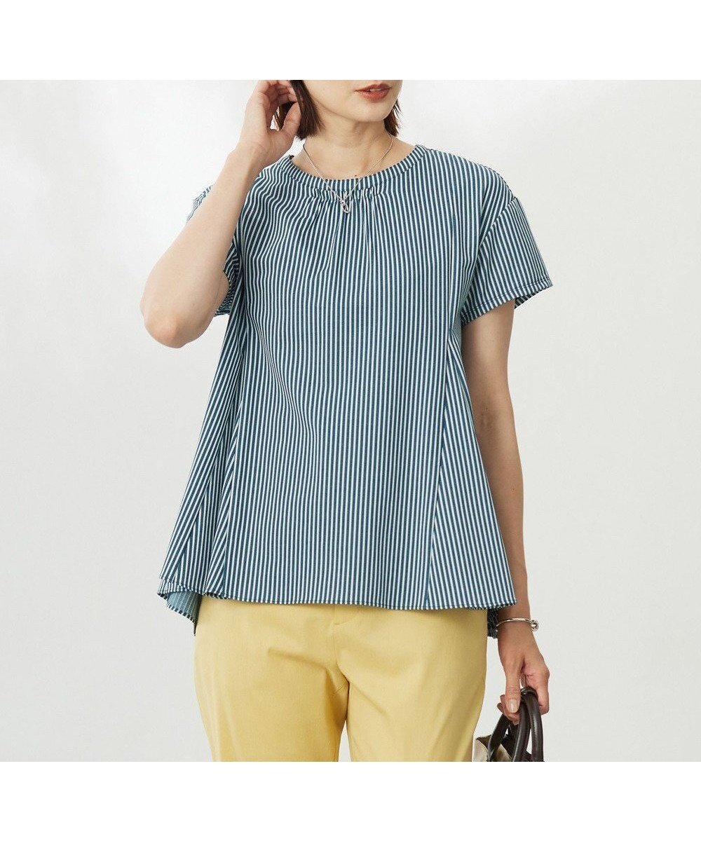 【ジェイ プレス/J.PRESS】の【WEB限定・洗える】ストライプジャージー フレア カットソー インテリア・キッズ・メンズ・レディースファッション・服の通販 founy(ファニー) 　ファッション　Fashion　レディースファッション　Ladies' Fashion Online　トップス・カットソー　Tops/Tshirt　シャツ/ブラウス　Shirts/Blouses　ロング / Tシャツ　T-Shirts　カットソー　Cut and Sewn　春　Spring　洗える　Washable　カットソー　Cut And Sew　ギャザー　Gather　シャーリング　Shirring　ジャージー　Jersey　ストライプ　Stripe　ストレッチ　Stretch　フレア　Flare　フレンチ　French　S/S・春夏　Ss・Spring/Summer　夏　Summer　【WEB限定】ダークグリーンストライプ系|ID: prp329100004573489 ipo3291000000032368102