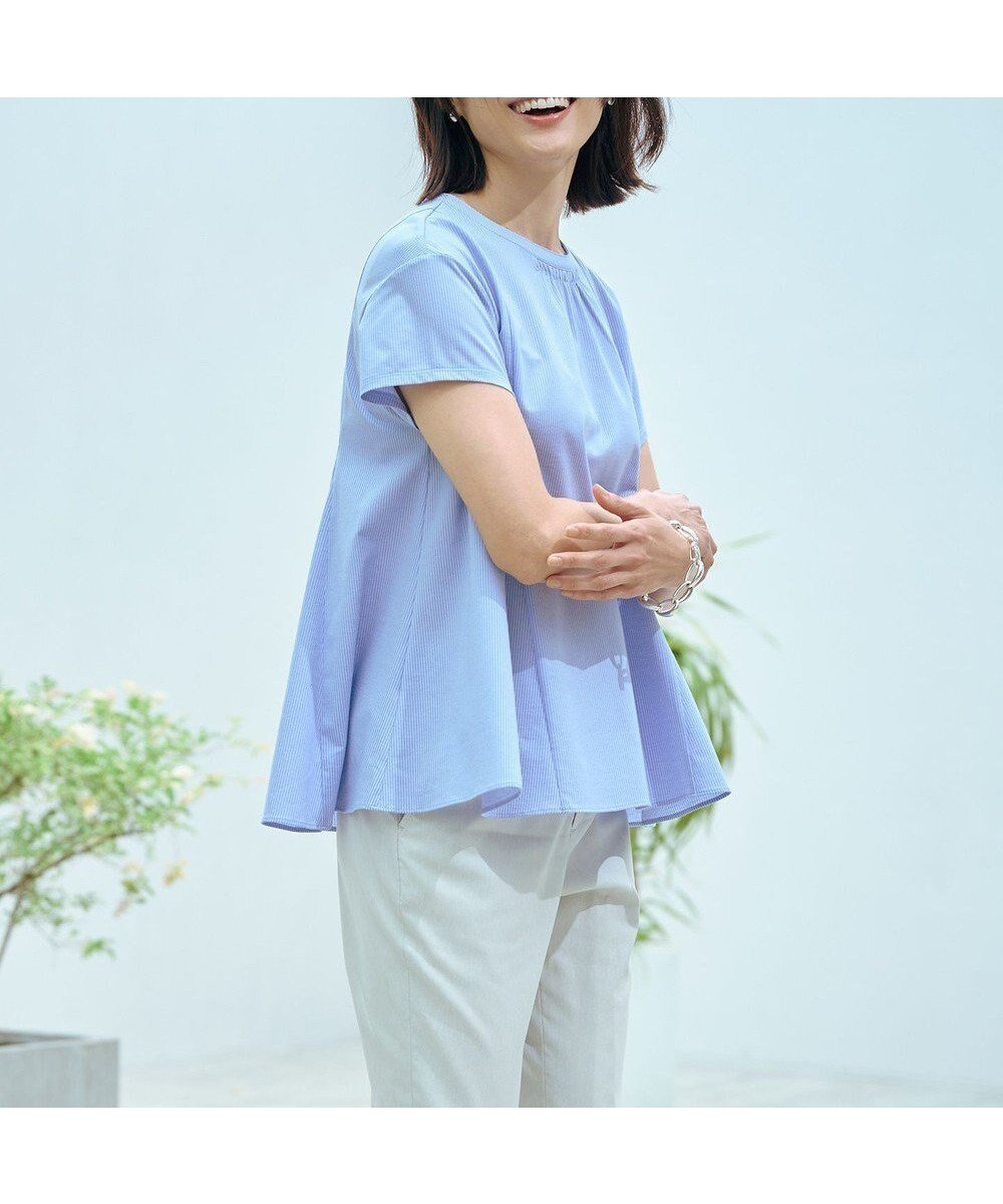 【ジェイ プレス/J.PRESS】の【WEB限定・洗える】ストライプジャージー フレア カットソー 人気、トレンドファッション・服の通販 founy(ファニー) 　ファッション　Fashion　レディースファッション　Ladies' Fashion Online　トップス・カットソー　Tops/Tshirt　シャツ/ブラウス　Shirts/Blouses　ロング / Tシャツ　T-Shirts　カットソー　Cut and Sewn　春　Spring　洗える　Washable　カットソー　Cut And Sew　ギャザー　Gather　シャーリング　Shirring　ジャージー　Jersey　ストライプ　Stripe　ストレッチ　Stretch　フレア　Flare　フレンチ　French　S/S・春夏　Ss・Spring/Summer　夏　Summer　 other-1|ID: prp329100004573489 ipo3291000000032447478
