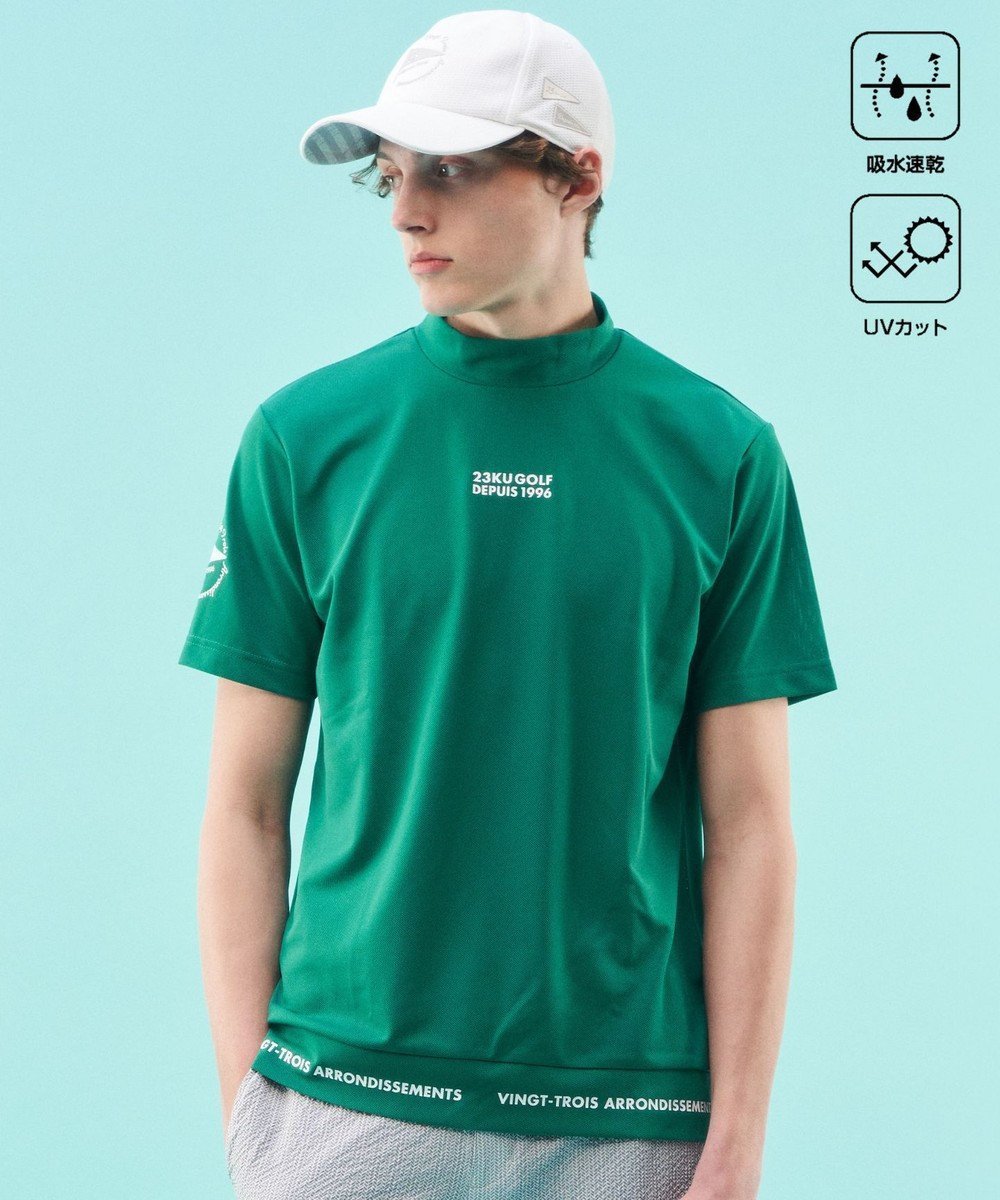【23区 ゴルフ/23区GOLF / MEN】の【MEN】【吸水速乾/UVカット】ストレッチメッシュモックネックシャツ インテリア・キッズ・メンズ・レディースファッション・服の通販 founy(ファニー) 　ファッション　Fashion　メンズファッション　Men's Style Online　トップス・カットソー　Tops/Tshirt/Men　シャツ　Shirts　シンプル　Simple　スウェット　Sweat　センター　Center　メッシュ　Mesh　吸水　Water Absorption　夏　Summer　春　Spring　S/S・春夏　Ss・Spring/Summer　パイングリーン系|ID: prp329100004573950 ipo3291000000032675135