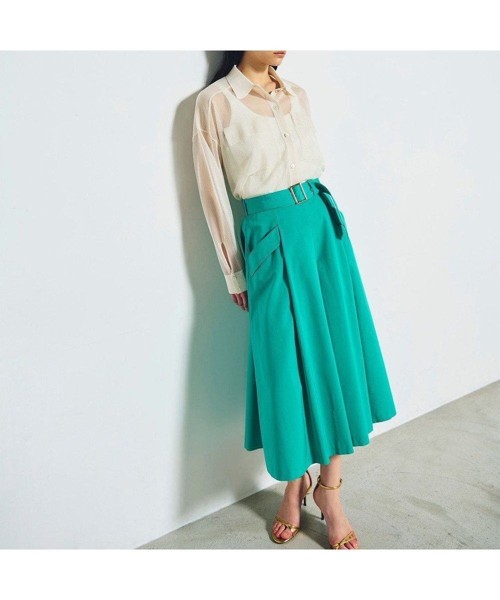 【グレース コンチネンタル/GRACE CONTINENTAL】のグログランタックフレアスカート 人気、トレンドファッション・服の通販 founy(ファニー) 　ファッション　Fashion　レディースファッション　Fashion for Women　スカート　Skirts　Aライン・フレアスカート　A-Line & Flared Skirts　クロップド　Cropped, Short Length　スマート　Smart, Elegant　トレンド　Trend, Trending Now　ポケット　Pocket, Pocket Detail　エレガント 上品　Elegant　今季　This Season, Current Season　夏　Summer　春　Spring　S/S・春夏　SS, Spring/Summer, Warm Season　 other-1|ID: prp329100004573971 ipo3291000000032650438