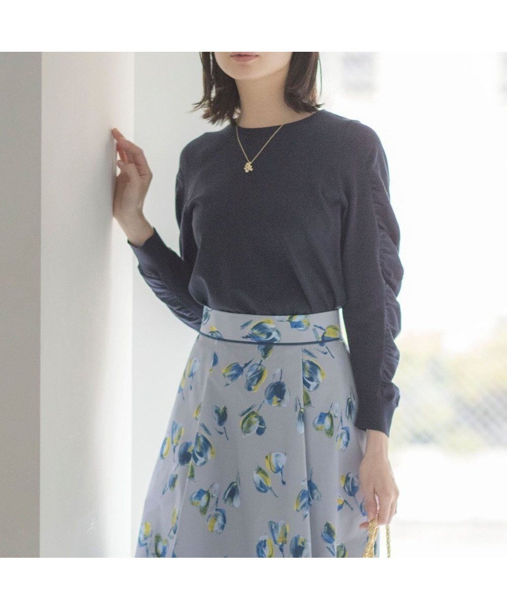 【組曲/KUMIKYOKU】のハートボタン ニットプルオーバー インテリア・キッズ・メンズ・レディースファッション・服の通販 founy(ファニー) 　ファッション　Fashion　レディースファッション　Fashion for Women　トップス・カットソー　Cut & Sew Tops　ニット　Knit Tops & Sweaters　カジュアルプルオーバー・ニットトップス　Pullovers & Knit Tops / Casual Pullovers　インナー　Innerwear　春　Spring　カーディガン　Cardigan, Knitwear　クロップド　Cropped, Short Length　シャーリング　Shirring, Ruched　ショルダー　Shoulder, Shoulder Strap　セーター　Sweater, Knitwear　S/S・春夏　SS, Spring/Summer, Warm Season　夏　Summer　エレガント 上品　Elegant　ネイビー系|ID: prp329100004573996 ipo3291000000033036825