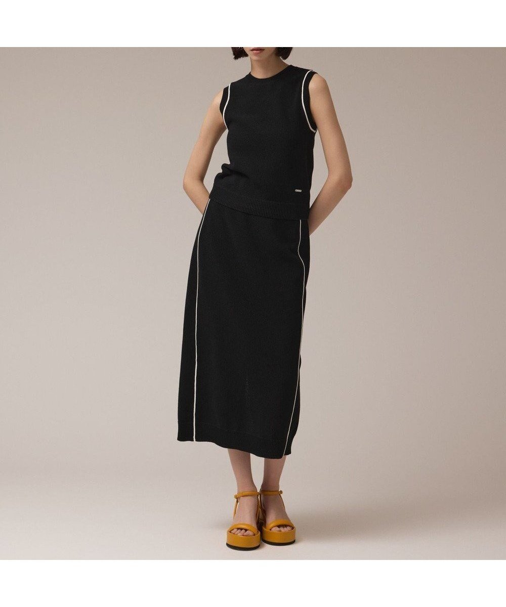 【グレース コンチネンタル/GRACE CONTINENTAL】のカノコニットスカート インテリア・キッズ・メンズ・レディースファッション・服の通販 founy(ファニー) 　ファッション　Fashion　レディースファッション　Fashion for Women　スカート　Skirts　春　Spring　ギャザー　Gathered, Ruffled　スリット　Slit, Slit Detail　セットアップ　Set-Up, Coordinated Outfit　パイピング　Piping, Trim Design　S/S・春夏　SS, Spring/Summer, Warm Season　おすすめ　Recommended / Our Picks　夏　Summer　エレガント 上品　Elegant　ブラック|ID: prp329100004574070 ipo3291000000033657884