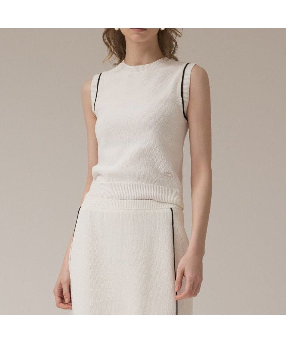 【グレース コンチネンタル/GRACE CONTINENTAL】のカノコニットトップ 人気、トレンドファッション・服の通販 founy(ファニー) 　ファッション　Fashion　レディースファッション　Fashion for Women　トップス・カットソー　Cut & Sew Tops　ニット　Knit Tops & Sweaters　インナー　Innerwear　春　Spring　カーディガン　Cardigan, Knitwear　コンパクト　Compact, Small Size　ジャケット　Jacket, Outerwear　セットアップ　Set-Up, Coordinated Outfit　ノースリーブ　Sleeveless, No-Sleeve　パイピング　Piping, Trim Design　メタル　Metal, Metal Parts　S/S・春夏　SS, Spring/Summer, Warm Season　夏　Summer　エレガント 上品　Elegant　 other-1|ID: prp329100004574071 ipo3291000000032723732