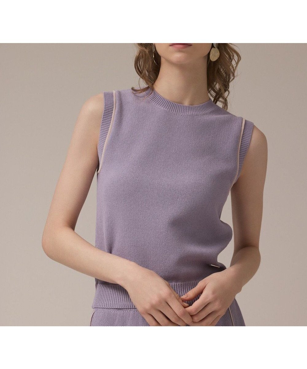 【グレース コンチネンタル/GRACE CONTINENTAL】のカノコニットトップ インテリア・キッズ・メンズ・レディースファッション・服の通販 founy(ファニー) ファッション Fashion レディースファッション Fashion for Women トップス・カットソー Cut & Sew Tops ニット Knit Tops & Sweaters インナー Innerwear 春 Spring カーディガン Cardigan, Knitwear コンパクト Compact, Small Size ジャケット Jacket, Outerwear セットアップ Set-Up, Coordinated Outfit ノースリーブ Sleeveless, No-Sleeve パイピング Piping, Trim Design メタル Metal, Metal Parts S/S・春夏 SS, Spring/Summer, Warm Season 夏 Summer エレガント 上品 Elegant ラベンダー|ID: prp329100004574071 ipo3291000000033657887