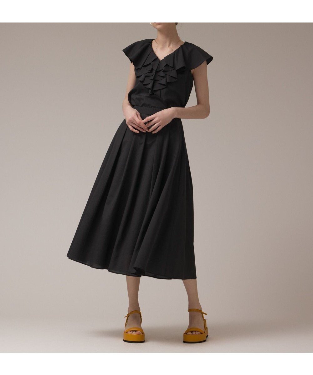 【グレース コンチネンタル/GRACE CONTINENTAL】のフレアタックスカート インテリア・キッズ・メンズ・レディースファッション・服の通販 founy(ファニー) 　ファッション　Fashion　レディースファッション　Fashion for Women　スカート　Skirts　イレギュラー　Irregular Design　春　Spring　セットアップ　Set-Up, Coordinated Outfit　フリル　Frill, Ruffle　フレア　Flare, Flared　S/S・春夏　SS, Spring/Summer, Warm Season　夏　Summer　エレガント 上品　Elegant　ブラック|ID: prp329100004574075 ipo3291000000033657892
