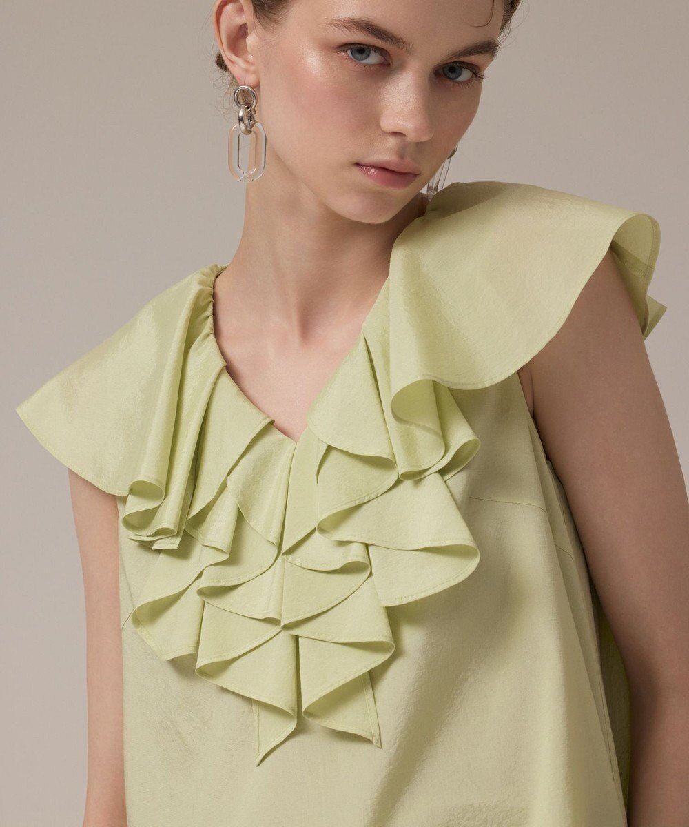 【グレース コンチネンタル/GRACE CONTINENTAL】のフリルカラートップ インテリア・キッズ・メンズ・レディースファッション・服の通販 founy(ファニー) ファッション Fashion レディースファッション Fashion for Women トップス・カットソー Cut & Sew Tops 春 Spring セットアップ Set-Up, Coordinated Outfit ノースリーブ Sleeveless, No-Sleeve フリル Frill, Ruffle ラッフル Ruffle, Frill S/S・春夏 SS, Spring/Summer, Warm Season 夏 Summer ライトグリーン|ID: prp329100004574078 ipo3291000000033657898