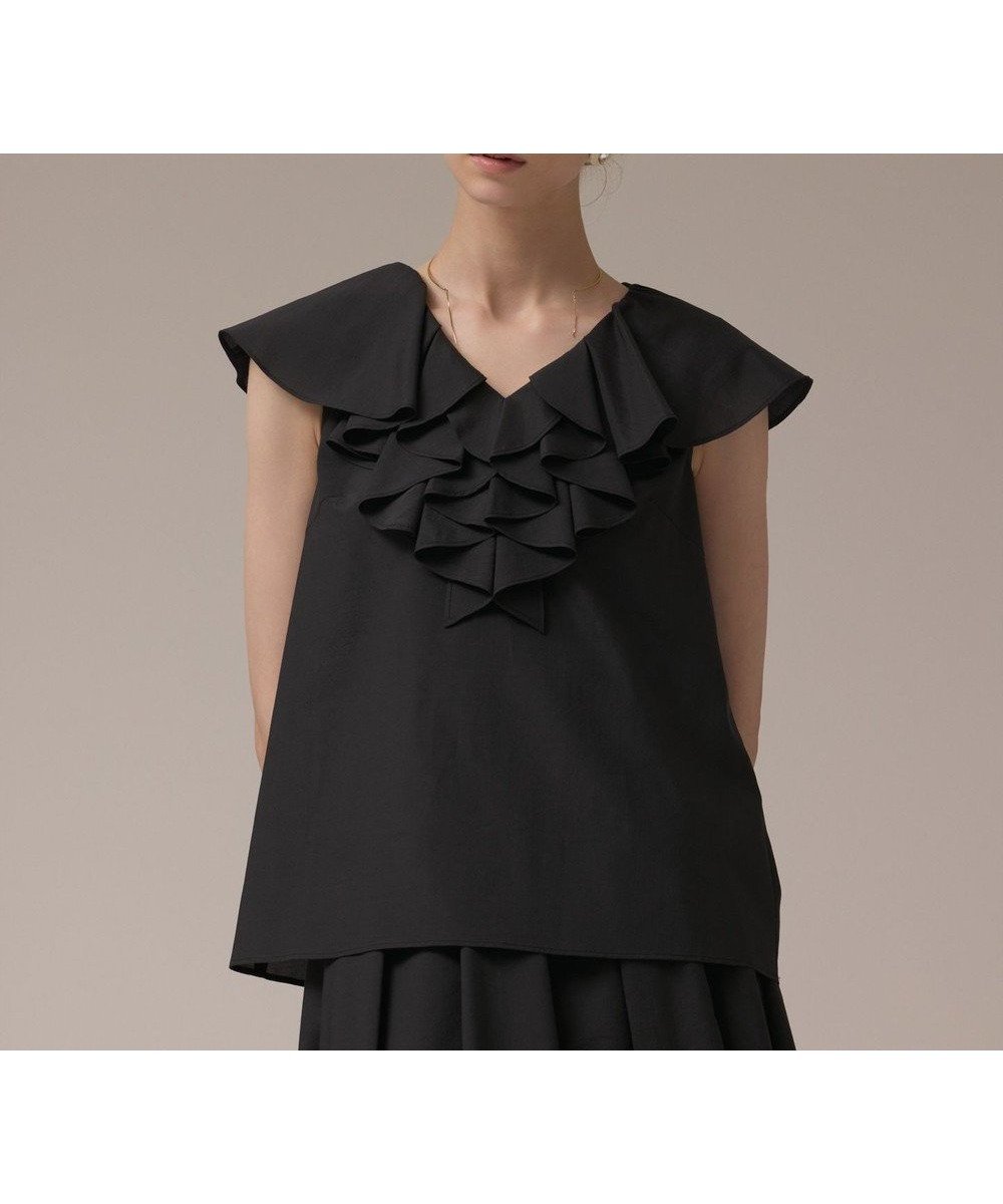 【グレース コンチネンタル/GRACE CONTINENTAL】のフリルカラートップ インテリア・キッズ・メンズ・レディースファッション・服の通販 founy(ファニー) ファッション Fashion レディースファッション Fashion for Women トップス・カットソー Cut & Sew Tops 春 Spring セットアップ Set-Up, Coordinated Outfit ノースリーブ Sleeveless, No-Sleeve フリル Frill, Ruffle ラッフル Ruffle, Frill S/S・春夏 SS, Spring/Summer, Warm Season 夏 Summer ブラック|ID: prp329100004574078 ipo3291000000033657899