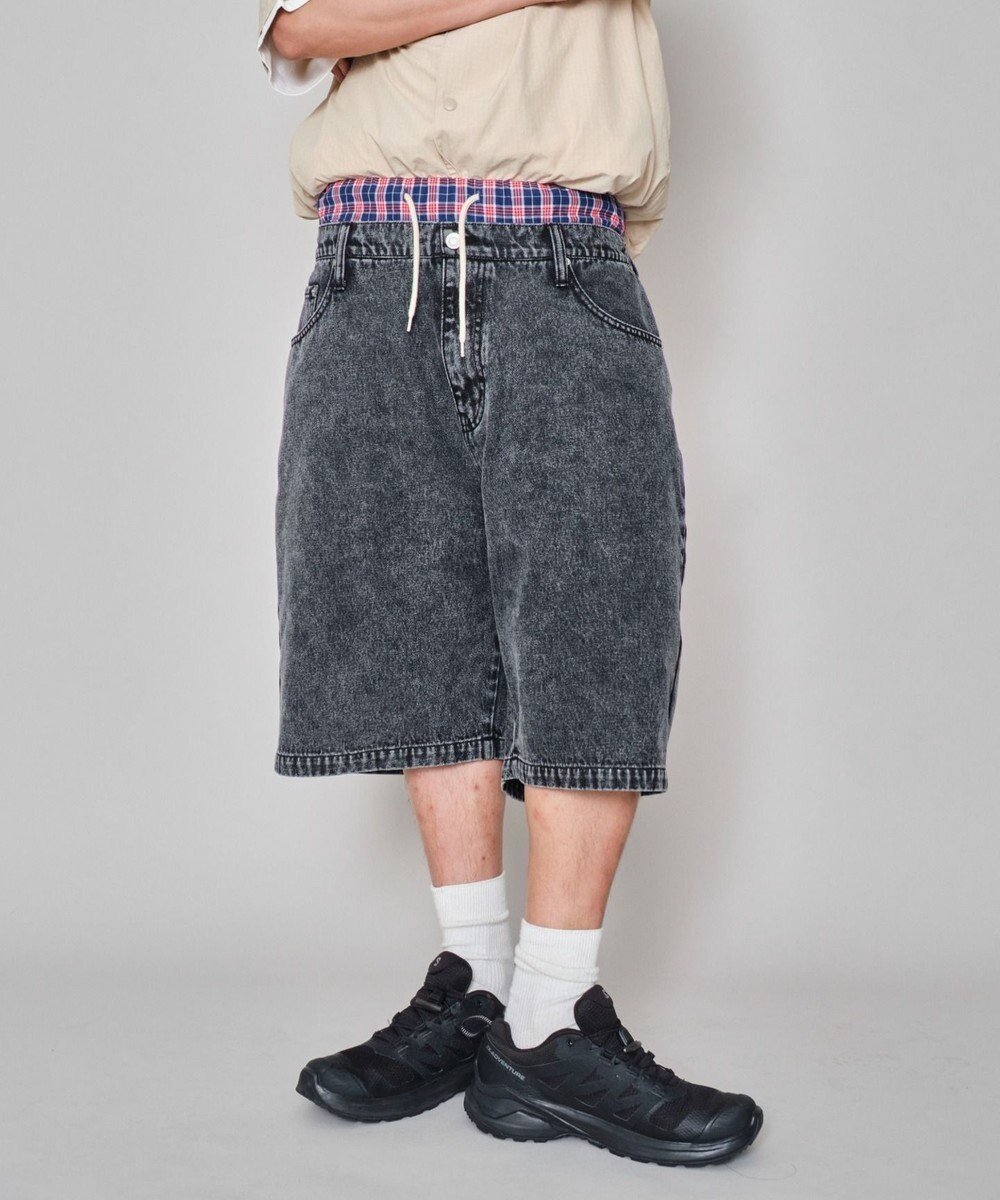 【ウィゴー/WEGO】の【ユニセックス着用ITEM/MLサイズ展開/ウエストゴム】ボクサードッキングデニムショーツ インテリア・キッズ・メンズ・レディースファッション・服の通販 founy(ファニー) 　ファッション　Fashion　レディースファッション　Fashion for Women　パンツ　Pants & Trousers　デニムパンツ・ジーンズ・美脚デニム　Denim Jeans & Pants　春　Spring　秋　Autumn　ショーツ　Shorts, Short Pants　ショート　Short, Short Length　シンプル　Simple, Minimal　スマホ　Smartphone, Mobile Device　デニム　Denim, Jeans Material　トレンド　Trend, Trending Now　ドッキング　Docking, Mixed Material　ワイド　Wide, Wide Fit　S/S・春夏　SS, Spring/Summer, Warm Season　プチプライス・低価格　Affordable / Budget Price　おすすめ　Recommended / Our Picks　夏　Summer　デニムブラック|ID: prp329100004574103 ipo3291000000032723935
