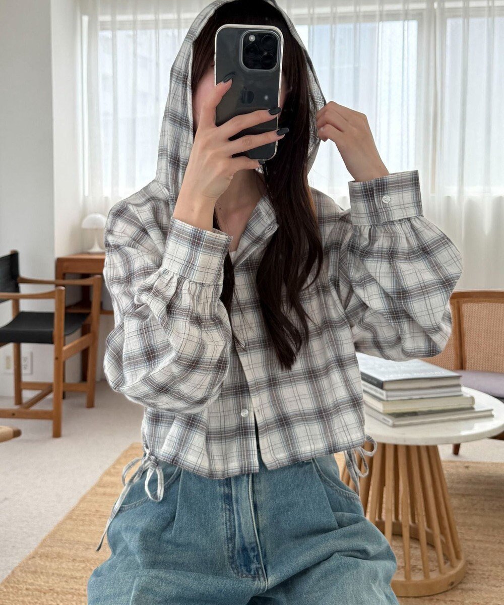 【ウィゴー/WEGO】のチェックショートフードシャツ インテリア・キッズ・メンズ・レディースファッション・服の通販 founy(ファニー) 　ファッション　Fashion　レディースファッション　WOMEN　トップス・カットソー　Tops/Tshirt　シャツ/ブラウス　Shirts/Blouses　春　Spring　秋　Autumn/Fall　キャミ　Cami　ジャケット　Jacket　スマホ　Smartphone　タンク　Tank　デニム　Denim　トレンド　Trend　長袖　Long Sleeve　ハーフ　Half　羽織　Haori　ミニスカート　Mini Skirt　冬　Winter　S/S・春夏　Ss・Spring/Summer　NEW・新作・新着・新入荷　New Arrivals　おすすめ　Recommend　夏　Summer　ホワイトアイボリー|ID: prp329100004574117 ipo3291000000032379699