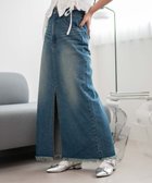 【ウィゴー/WEGO】のフリンジロングスリットデニムスカート デニム中濃加工色|ID: prp329100004574119 ipo3291000000032379719