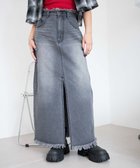 【ウィゴー/WEGO】のフリンジロングスリットデニムスカート デニムブラックソノタ|ID: prp329100004574119 ipo3291000000032379721