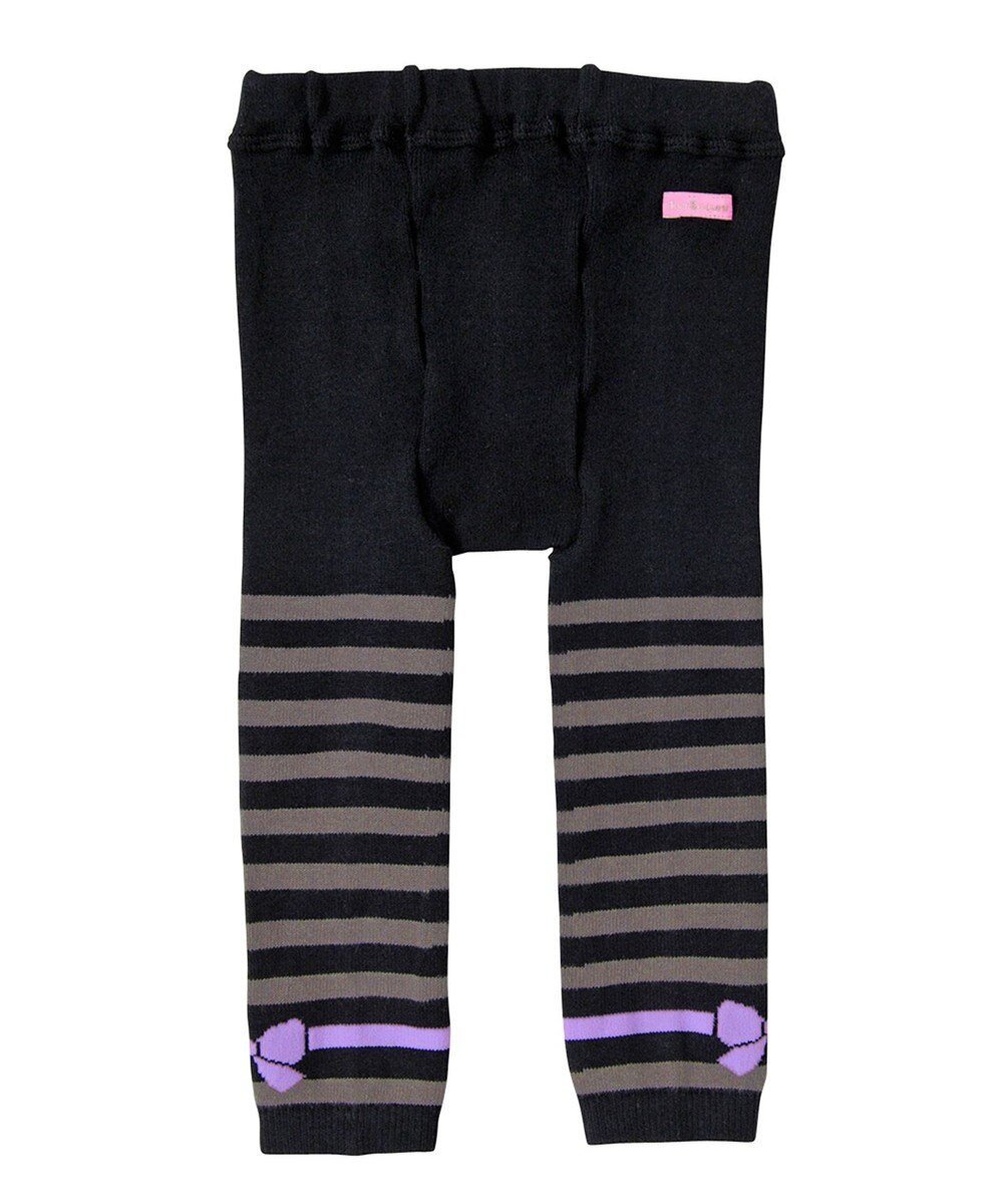【ミキハウスホットビスケッツ/MIKI HOUSE HOT BISCUITS / KIDS】の【80-120cm】 ボーダー柄 レギンス インテリア・キッズ・メンズ・レディースファッション・服の通販 founy(ファニー) 　ファッション　Fashion　キッズファッション　Fashion for Kids　ガーリー　Girly, Feminine Style　ショート　Short, Short Length　ボーダー　Border, Stripe　リボン　Ribbon, Bow　レギンス　Leggings, Stretch Pants　黒|ID: prp329100004574872 ipo3291000000033652678