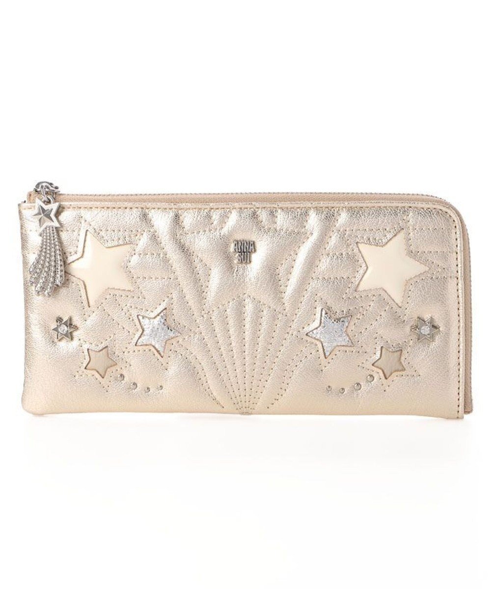 【アナスイ/ANNA SUI】のルシィ 薄マチ長財布 インテリア・キッズ・メンズ・レディースファッション・服の通販 founy(ファニー) 　ファッション　Fashion　レディースファッション　Ladies' Fashion Online　財布　Wallets　スタッズ　Studs　パッチワーク　Patchwork　モチーフ　Motif　人気　Popularity　財布　Wallet　ゴールド|ID: prp329100004574902 ipo3291000000032675798