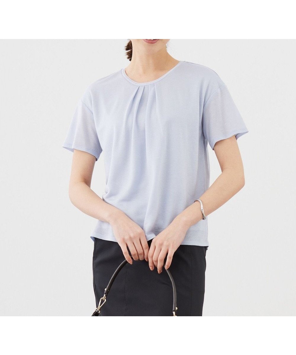 【ジェイ プレス/J.PRESS】のセルロースジャージー カットソー インテリア・キッズ・メンズ・レディースファッション・服の通販 founy(ファニー) 　ファッション　Fashion　レディースファッション　Fashion for Women　トップス・カットソー　Cut & Sew Tops　シャツ・ブラウス・オフィスカジュアル　Elegant Blouses & Button-Ups　ロングTシャツ・Tシャツ　Longline T-Shirts & Tees　カットソー・ベーシックTシャツ　Cut-and-Sewn Tops / Stretch Tees & Basics　アンサンブル　Ensemble Set　カットソー　Cut and Sewn Top　カーディガン　Cardigan, Knitwear　シアー　Sheer, See-Through　フェミニン　Feminine, Girly　ベーシック　Basic, Essential　夏　Summer　春　Spring　S/S・春夏　SS, Spring/Summer, Warm Season　サックスブルー系|ID: prp329100004574925 ipo3291000000032640477