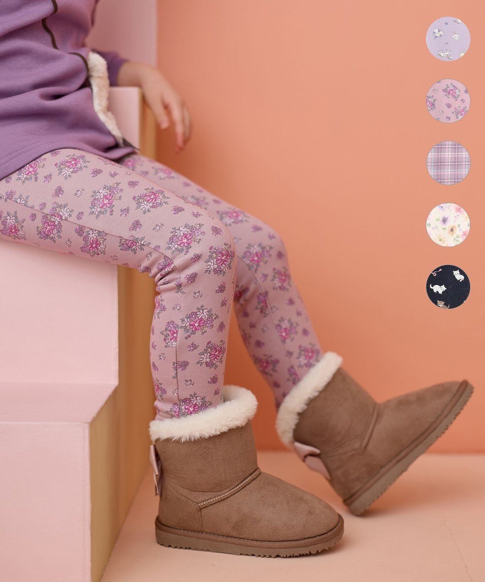 【エニファム/any FAM / KIDS】の7days 裏シャギー 総柄 パンツ インテリア・キッズ・メンズ・レディースファッション・服の通販 founy(ファニー) 　ファッション　Fashion　キッズファッション　Fashion for Kids　ボトムス　Bottoms　ストレッチ　Stretch, Stretchy Fabric　定番　Standard, Basic Item　ポケット　Pocket, Pocket Detail　リボン　Ribbon, Bow　冬　Winter / This Winter　A/W・秋冬　Autumn/Winter　おすすめ　Recommended / Our Picks　ピンク系小花柄|ID: prp329100004575758 ipo3291000000033394727