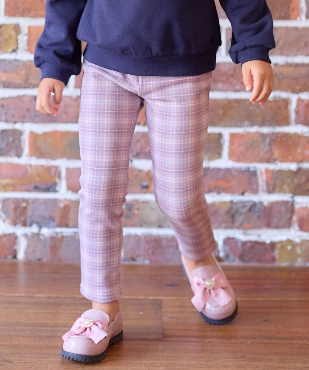 【エニファム/any FAM / KIDS】の7days 裏シャギー 総柄 パンツ インテリア・キッズ・メンズ・レディースファッション・服の通販 founy(ファニー) 　ファッション　Fashion　キッズファッション　Fashion for Kids　ボトムス　Bottoms　ストレッチ　Stretch, Stretchy Fabric　定番　Standard, Basic Item　ポケット　Pocket, Pocket Detail　リボン　Ribbon, Bow　冬　Winter / This Winter　A/W・秋冬　Autumn/Winter　おすすめ　Recommended / Our Picks　ラベンダー系チェック柄|ID: prp329100004575758 ipo3291000000033394729