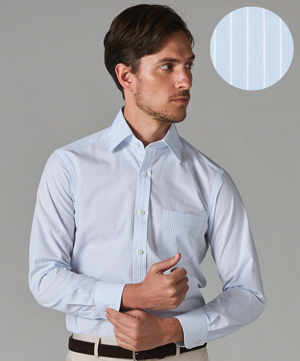 【五大陸/gotairiku / MEN】の春夏向け【形態安定】SUMMERPREMIUMPLEATS_スモールワイドカラー 長袖ドレスシャツ(ストライプ/チェック) 人気、トレンドファッション・服の通販 founy(ファニー) 　ファッション　Fashion　メンズファッション　MEN　トップス・カットソー　Tops/Tshirt/Men　シャツ　Shirts　春　Spring　ストライプ　Stripe　ストレッチ　Stretch　スーピマ　Supima　チェック　Check　ドレス　Dress　定番　Standard　長袖　Long Sleeve　レギュラー　Regular　ワイド　Wide　S/S・春夏　Ss・Spring/Summer　夏　Summer　 other-1|ID: prp329100004575764 ipo3291000000032399903