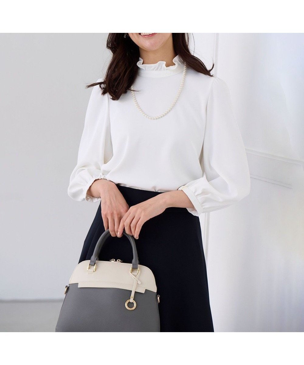 【組曲/KUMIKYOKU】の【KUMIKYOKU NAVY】ジョーゼットシフォン スタンドフリルブラウス 人気、トレンドファッション・服の通販 founy(ファニー) 　ファッション　Fashion　レディースファッション　Ladies' Fashion Online　トップス・カットソー　Tops/Tshirt　シャツ/ブラウス　Shirts/Blouses　インナー　Inner　エレガント 上品　Elegant　オケージョン　Occasion　ギャザー　Gather　コレクション　Collection　シフォン　Chiffon　シンプル　Simple　ジョーゼット　Georgette　スタンド　Stand　とろみ　Thickness　バランス　Balance　フォルム　Form　フォーマル　Formal　フリル　Frills　ラウンド　Round　A/W・秋冬　Aw・Autumn/Winter・Fw・Fall-Winter　2022年　2022　S/S・春夏　Ss・Spring/Summer　2022-2023秋冬・A/W　Aw/Autumn/Winter//Fw/Fall-Winter/2022-2023　夏　Summer　セレモニー　Ceremony　入学式　Entrance Ceremony　卒業式　Graduation Ceremony　結婚式　Wedding Ceremony　ビジネス 仕事 通勤　Business　 other-1|ID: prp329100004576069 ipo3291000000032603198