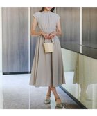 【ティアクラッセ/Tiaclasse】の【洗える】麻調シャーリングハイネックワンピース グレージュ|ID: prp329100004576347 ipo3291000000032618314