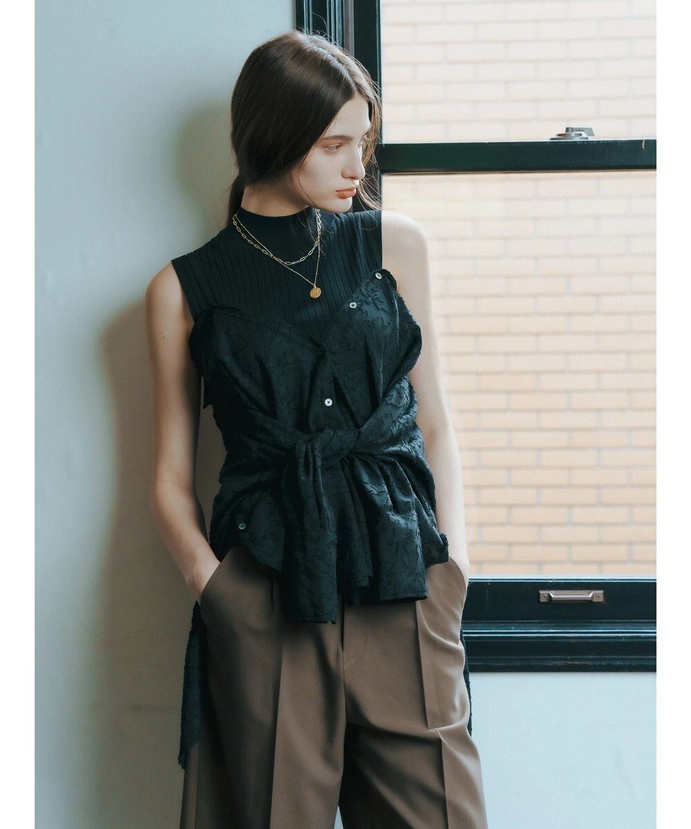 【イェッカ ヴェッカ/YECCA VECCA】の3wayシアージャガードシャツ インテリア・キッズ・メンズ・レディースファッション・服の通販 founy(ファニー) 　ファッション　Fashion　レディースファッション　Ladies' Fashion Online　トップス・カットソー　Tops/Tshirt　シャツ/ブラウス　Shirts/Blouses　キャミソール　Camisole　シフォン　Chiffon　ジャカード　Jacquard　フェミニン　Feminine　ヘムライン　Hemline　ポケット　Pocket　ラウンド　Round　ラップ　Wrap　エレガント 上品　Elegant　A/W・秋冬　Aw・Autumn/Winter・Fw・Fall-Winter　羽織　Haori　Black|ID: prp329100004576383 ipo3291000000032678859