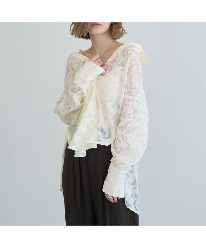 【イェッカ ヴェッカ/YECCA VECCA】の3wayシアージャガードシャツ インテリア・キッズ・メンズ・レディースファッション・服の通販 founy(ファニー) https://founy.com/ ファッション Fashion レディースファッション Fashion for Women トップス・カットソー Cut & Sew Tops シャツ・ブラウス・オフィスカジュアル Elegant Blouses & Button-Ups キャミソール Camisole, Spaghetti Strap Top シフォン Chiffon, Lightweight Fabric ジャカード／ジャガード Jacquard, Woven Pattern フェミニン Feminine, Girly ヘムライン Hemline, Bottom Cut ポケット Pocket, Pocket Detail ラウンド Round, Round Neck ラップ Wrap, Wrap Design エレガント 上品 Elegant A/W・秋冬 Autumn/Winter 羽織 Haori, Light Jacket |ID: prp329100004576383 ipo3291000000033680611