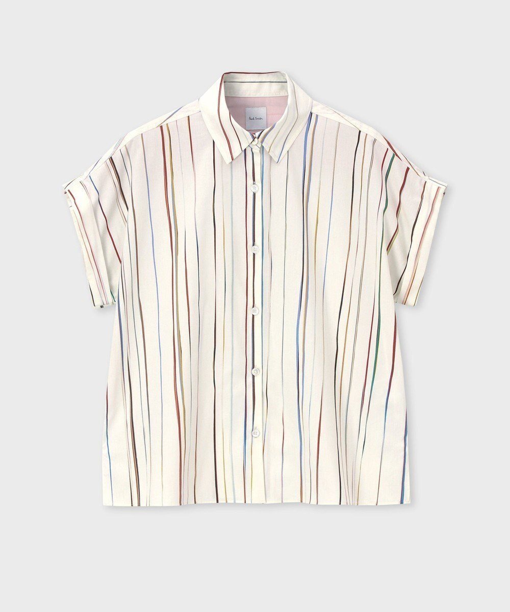【ポール スミス/Paul Smith】の【洗える】Signature Pinstripe 半袖シャツ インテリア・キッズ・メンズ・レディースファッション・服の通販 founy(ファニー) 　ファッション　Fashion　レディースファッション　Fashion for Women　トップス・カットソー　Cut & Sew Tops　シャツ・ブラウス・オフィスカジュアル　Elegant Blouses & Button-Ups　おすすめ　Recommended / Our Picks　シンプル　Simple, Minimal　プリント　Print, Printed Pattern　モダン　Modern, Contemporary　リラックス　Relax, Relaxed Fit　ワーク　Workwear, Utility Style　エレガント 上品　Elegant　再入荷　Restock / Back in Stock　半袖　Short Sleeve, Half Sleeve　夏　Summer　S/S・春夏　SS, Spring/Summer, Warm Season　洗える　Machine Washable　A/W・秋冬　Autumn/Winter　羽織　Haori, Light Jacket　アイボリー|ID: prp329100004576537 ipo3291000000032411595