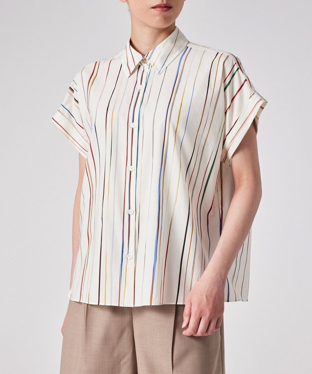 【ポール スミス/Paul Smith】の【洗える】Signature Pinstripe 半袖シャツ インテリア・キッズ・メンズ・レディースファッション・服の通販 founy(ファニー) 　ファッション　Fashion　レディースファッション　Fashion for Women　トップス・カットソー　Cut & Sew Tops　シャツ・ブラウス・オフィスカジュアル　Elegant Blouses & Button-Ups　おすすめ　Recommended / Our Picks　シンプル　Simple, Minimal　プリント　Print, Printed Pattern　モダン　Modern, Contemporary　リラックス　Relax, Relaxed Fit　ワーク　Workwear, Utility Style　エレガント 上品　Elegant　半袖　Short Sleeve, Half Sleeve　夏　Summer　S/S・春夏　SS, Spring/Summer, Warm Season　洗える　Machine Washable　A/W・秋冬　Autumn/Winter　羽織　Haori, Light Jacket　アイボリー|ID: prp329100004576537 ipo3291000000033523784