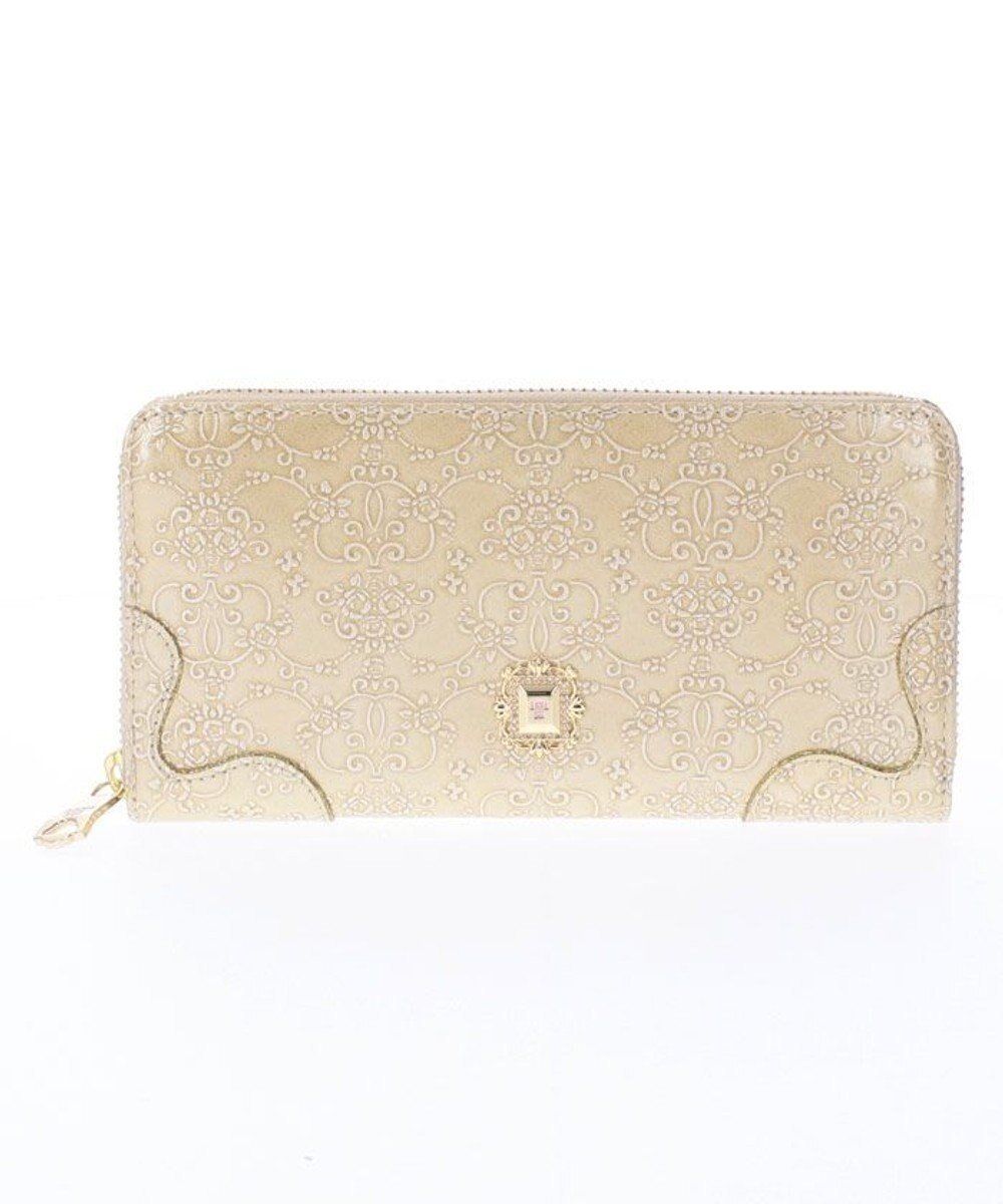 【アナスイ/ANNA SUI】のルーミー ラウンドファスナー長財布 インテリア・キッズ・メンズ・レディースファッション・服の通販 founy(ファニー) 　ファッション　Fashion　レディースファッション　WOMEN　財布　Wallets　エナメル　Enamel　ストーン　Stone　ブローチ　Brooch　ラウンド　Round　定番　Standard　財布　Wallet　ゴールド|ID: prp329100004576557 ipo3291000000032411829