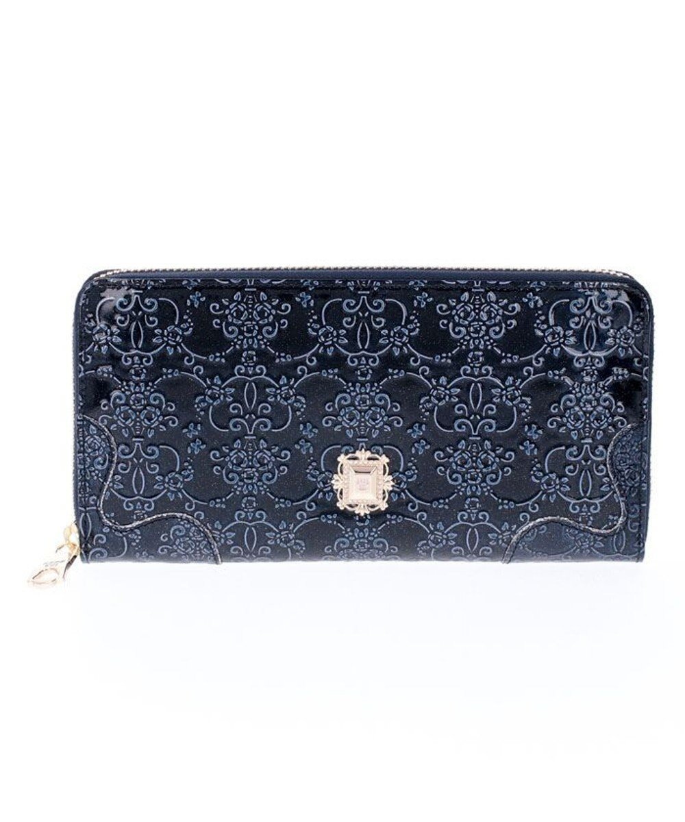 【アナスイ/ANNA SUI】のルーミー ラウンドファスナー長財布 インテリア・キッズ・メンズ・レディースファッション・服の通販 founy(ファニー) 　ファッション　Fashion　レディースファッション　Fashion for Women　ミニ財布・二つ折り財布　Wallets & Card Cases　エナメル　Patent Leather　ストーン　Stone, Gem-Like　ブローチ　Brooch, Pin Brooch　ラウンド　Round, Round Neck　定番　Standard, Basic Item　財布　Wallet, Purse　ネイビー|ID: prp329100004576557 ipo3291000000033596129