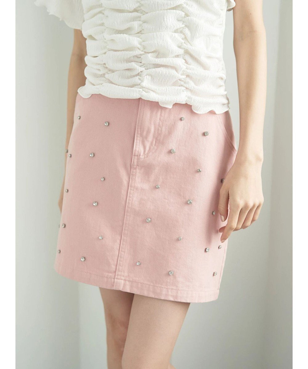 【アースミュージックアンドエコロジー/earth music&ecology】のビジューデニムミニスカート インテリア・キッズ・メンズ・レディースファッション・服の通販 founy(ファニー) ファッション Fashion レディースファッション Fashion for Women スカート Skirts デニムスカート・カジュアルスカート Denim Skirts ミニスカート Mini Skirts おすすめ Recommended / Our Picks カットソー Cut and Sewn Top デニム Denim, Jeans Material ビジュー Bijou, Jewel-like Accent ポケット Pocket, Pocket Detail 夏 Summer 春 Spring S/S・春夏 SS, Spring/Summer, Warm Season Pink|ID: prp329100004576712 ipo3291000000034252137